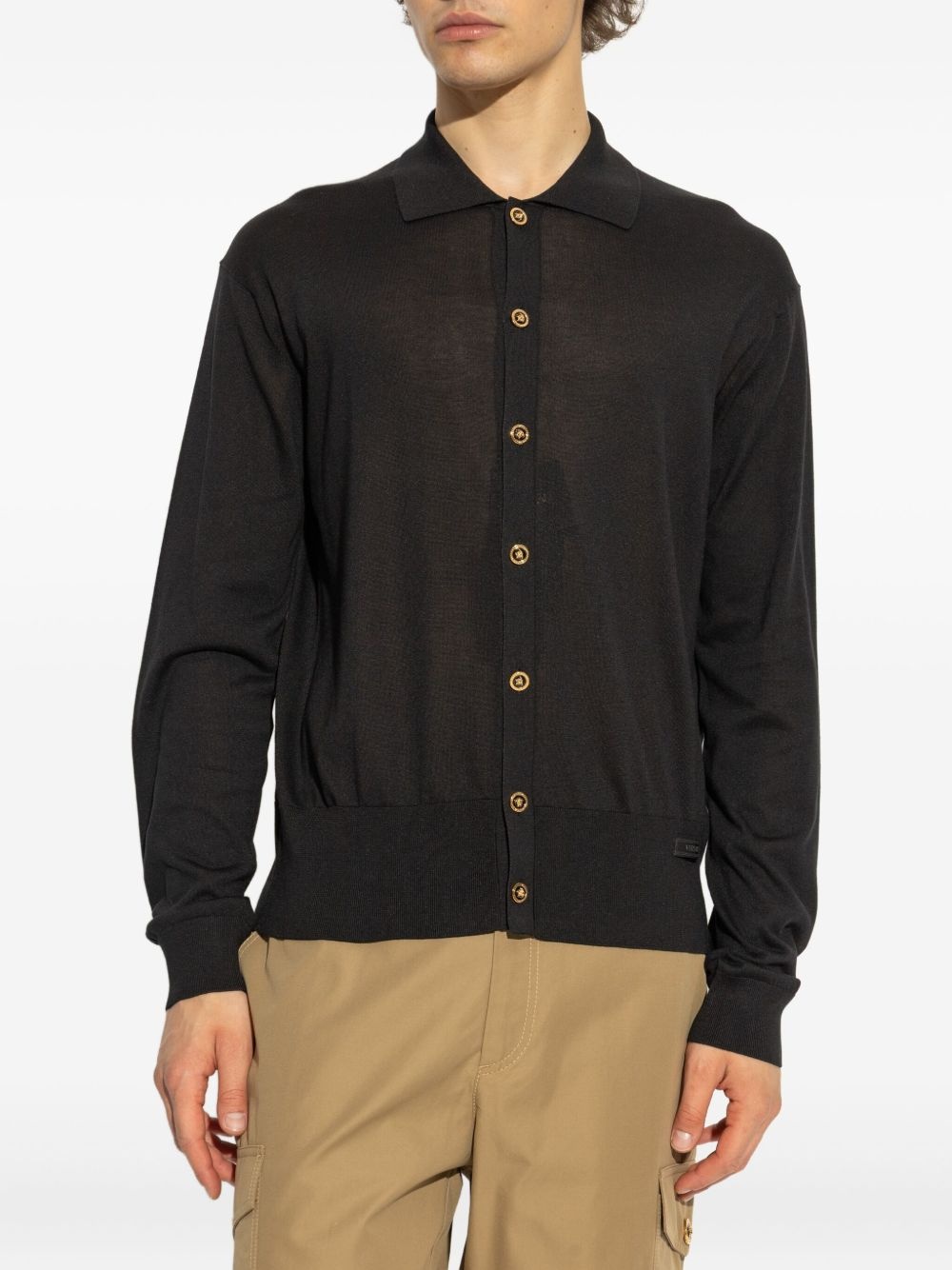 polo-collar button-up cardigan - 3