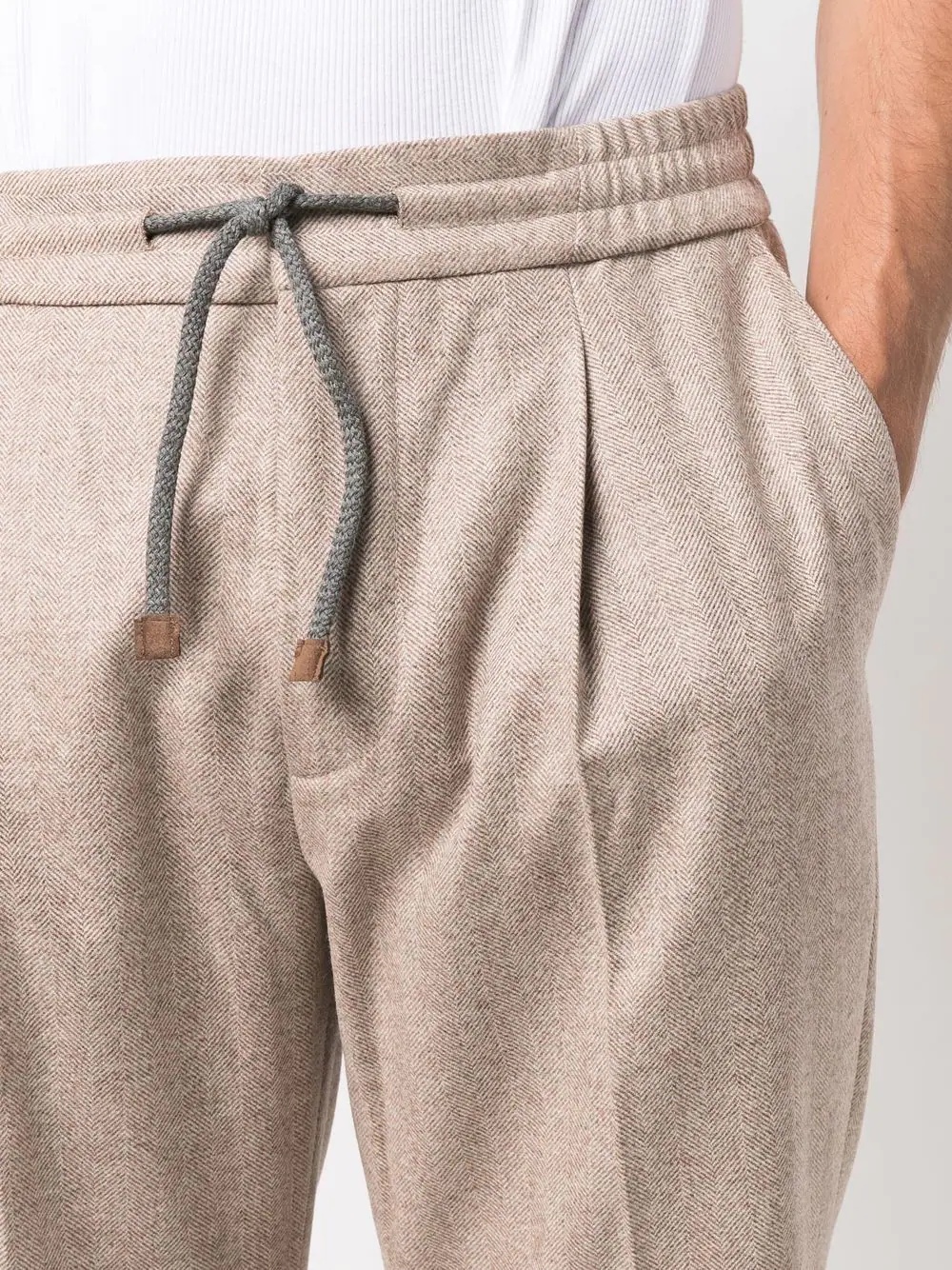 drawstring-fastening chino trousers - 5