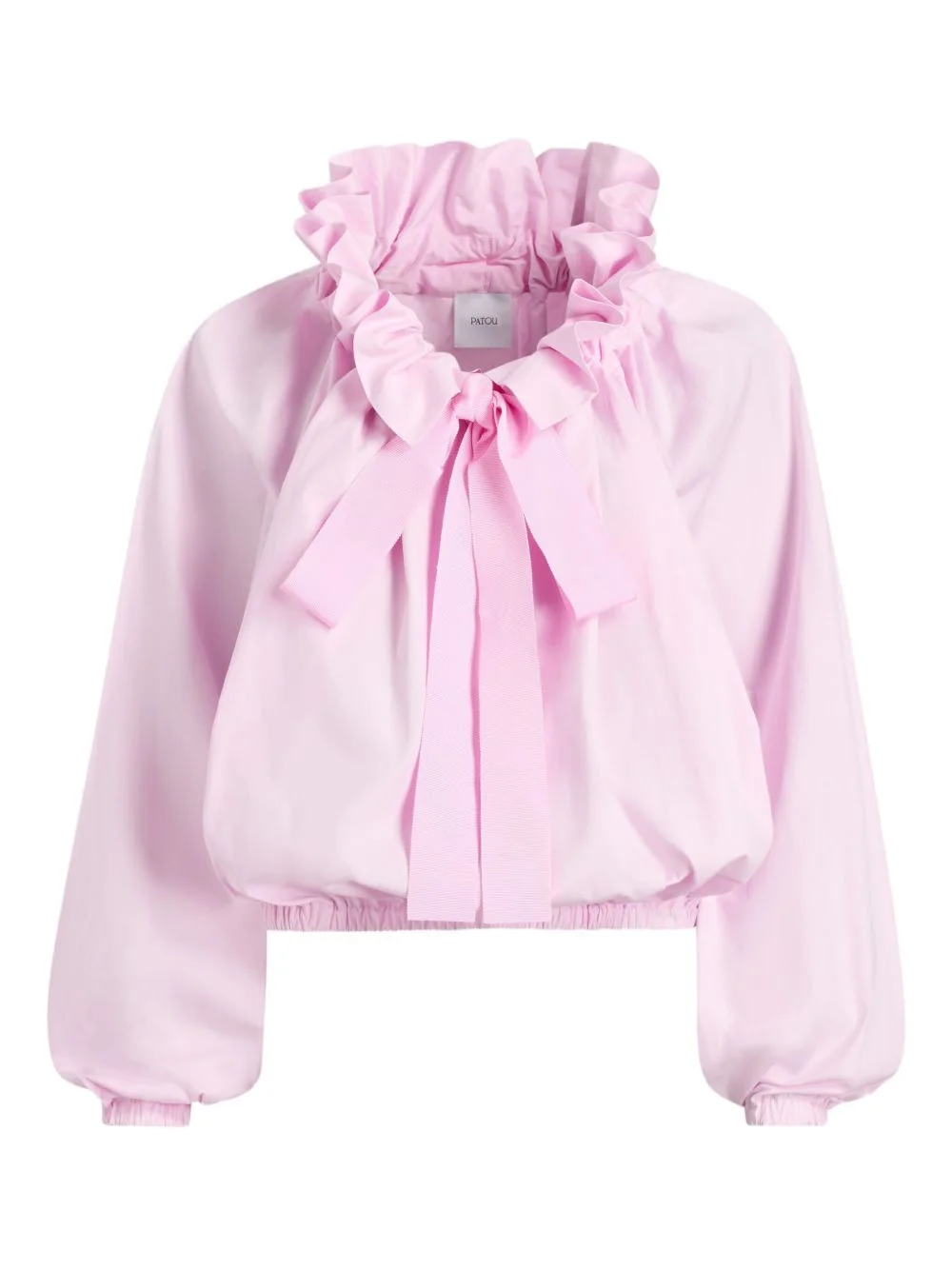 ruffled-neck balloon-sleeve blouse - 1