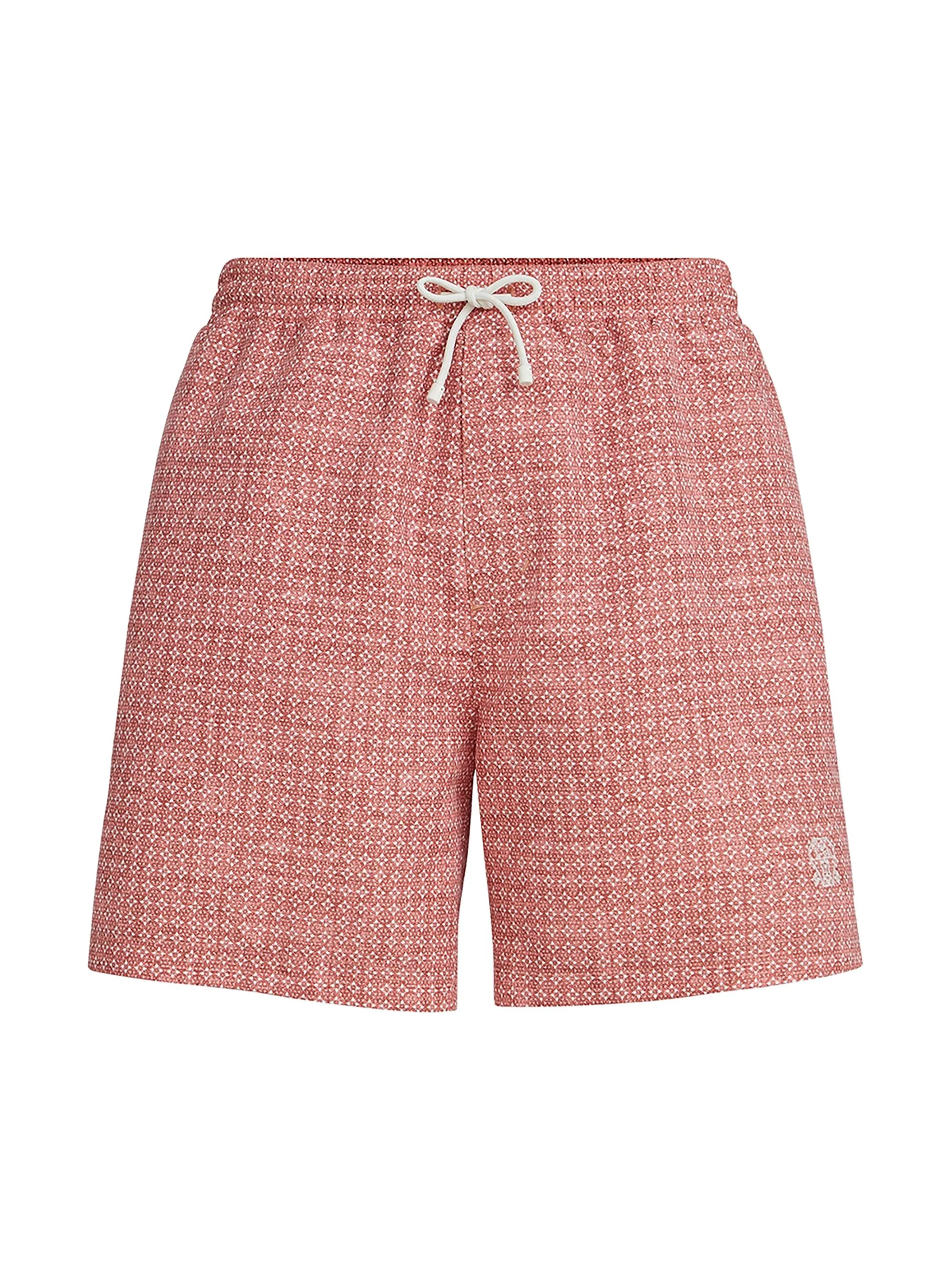 Men's Flower Print Nylon Swim Shorts - Apricot - 1