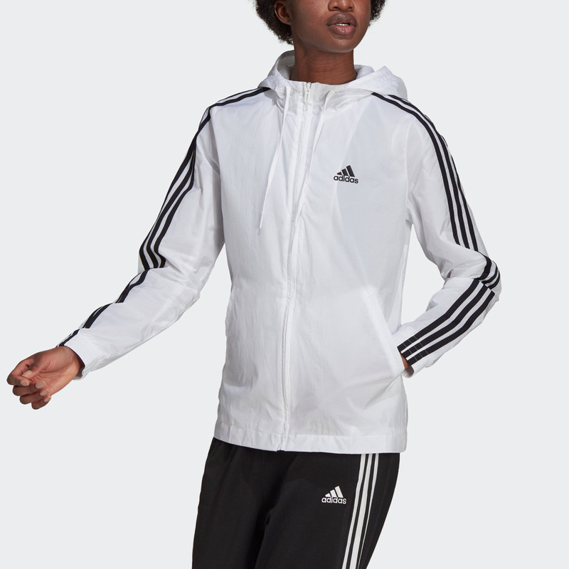 (WMNS) adidas Essentials 3-Stripes Windbreaker Asia Sizing 'White Black' H10243 3