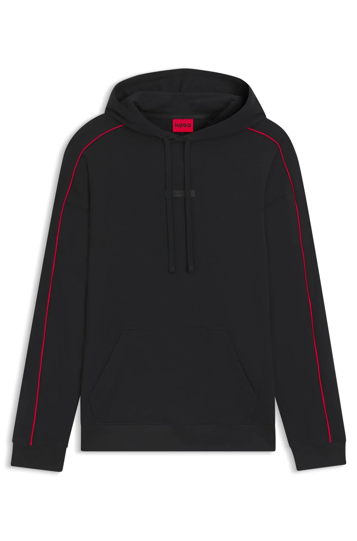 CONTRAST-PIPING HOODIE IN STRETCH COTTON - 1