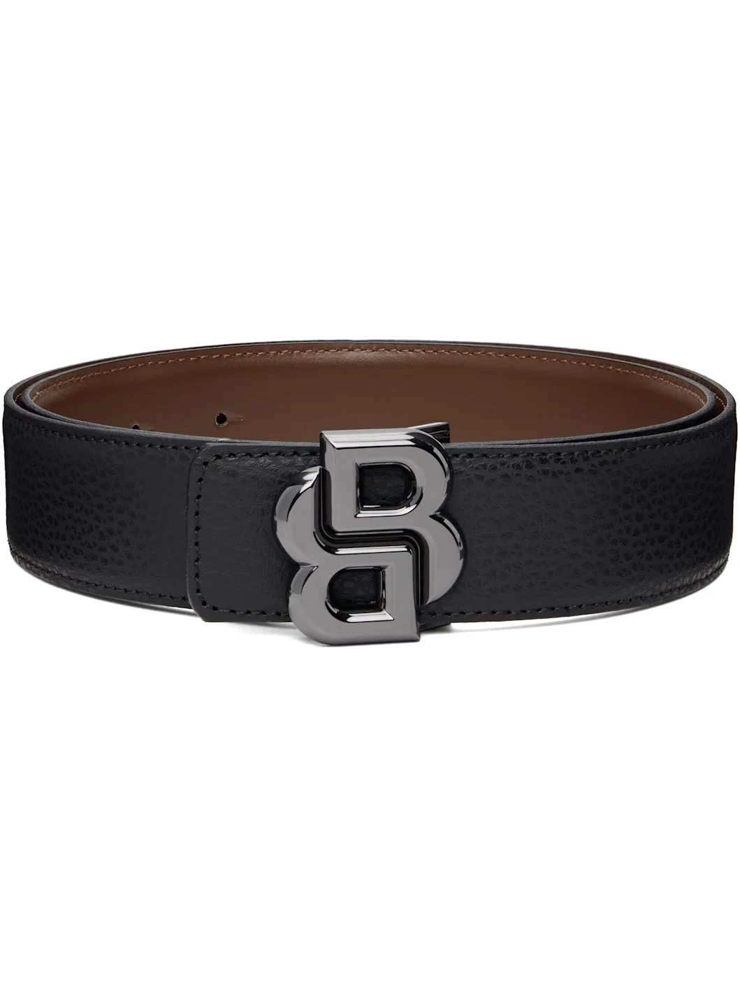 Black & Brown Double-B Monogram Reversible Belt - 1