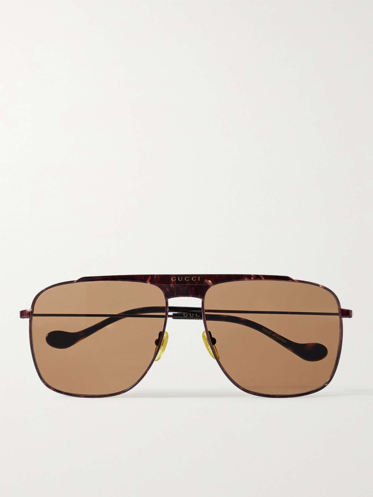 Aviator-Style Tortoiseshell Metal Sunglasses - 1