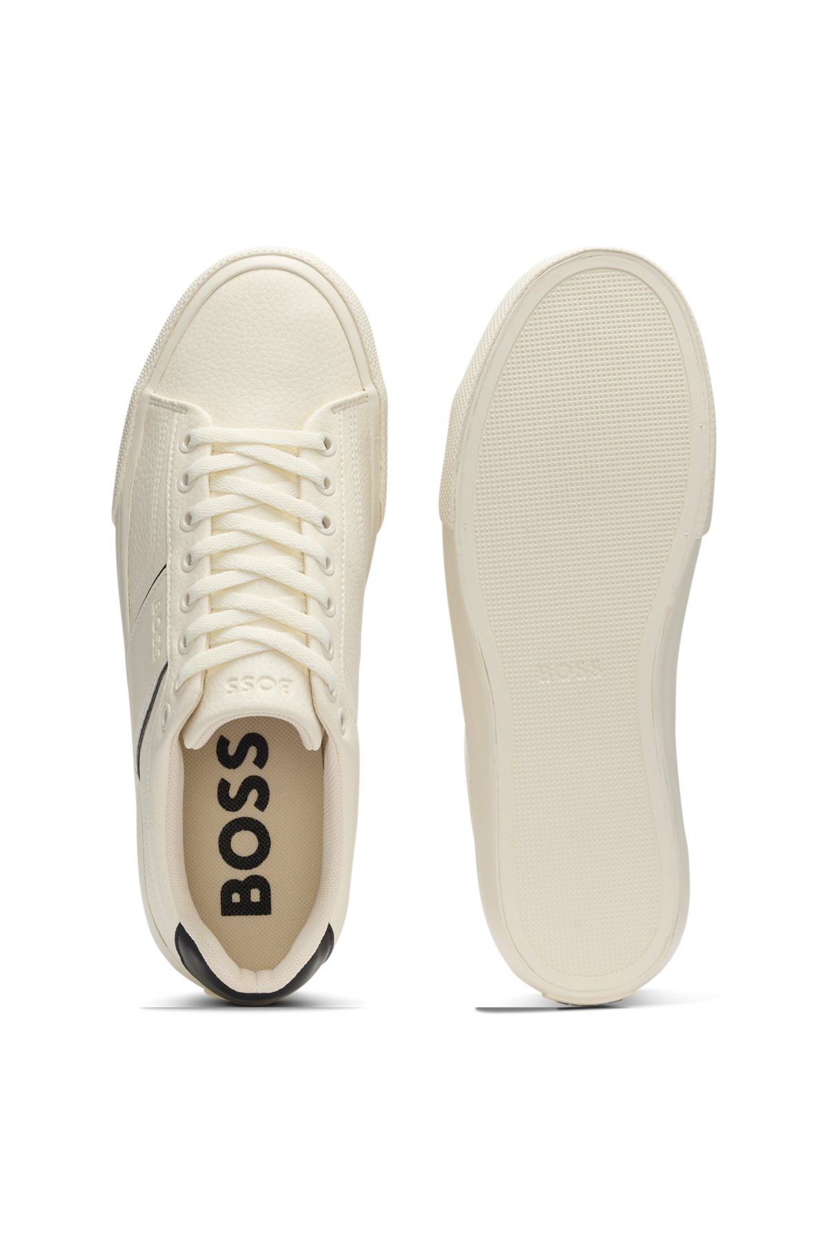 FAUX-LEATHER TRAINERS WITH PLAIN AND GRAINED TEXTURES - 4