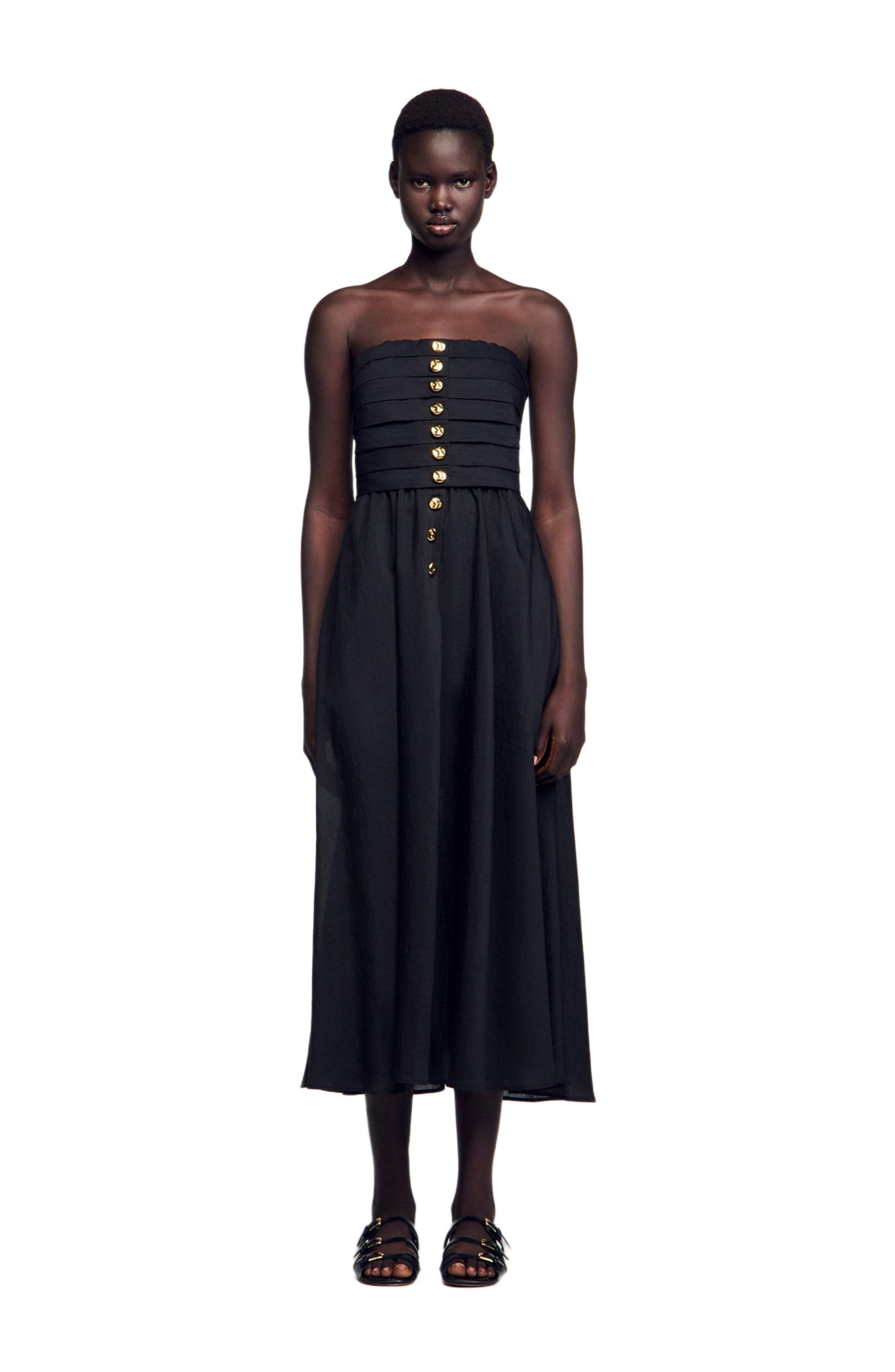 SANDRO Long bustier dress in Black at Nordstrom - 1