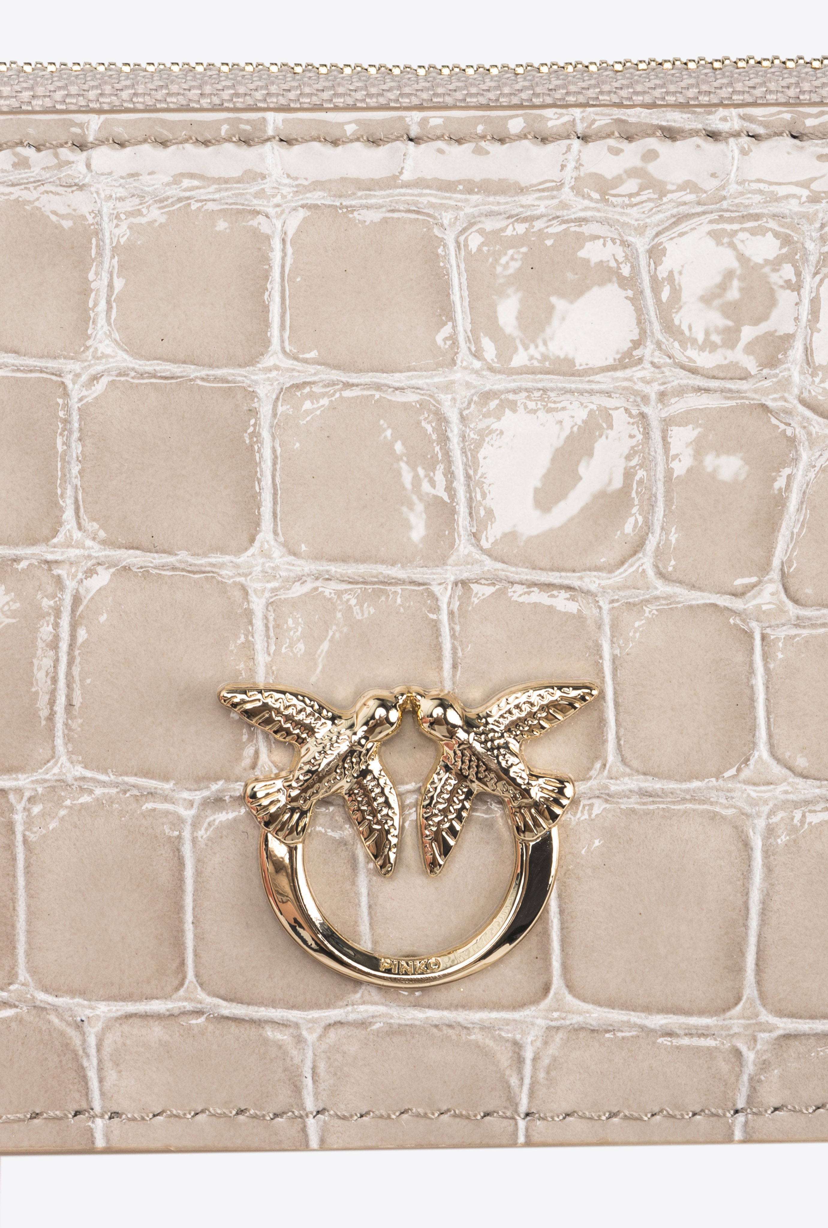 PINKO GALLERIA SHINY CROC-PRINT CARD HOLDER - 5