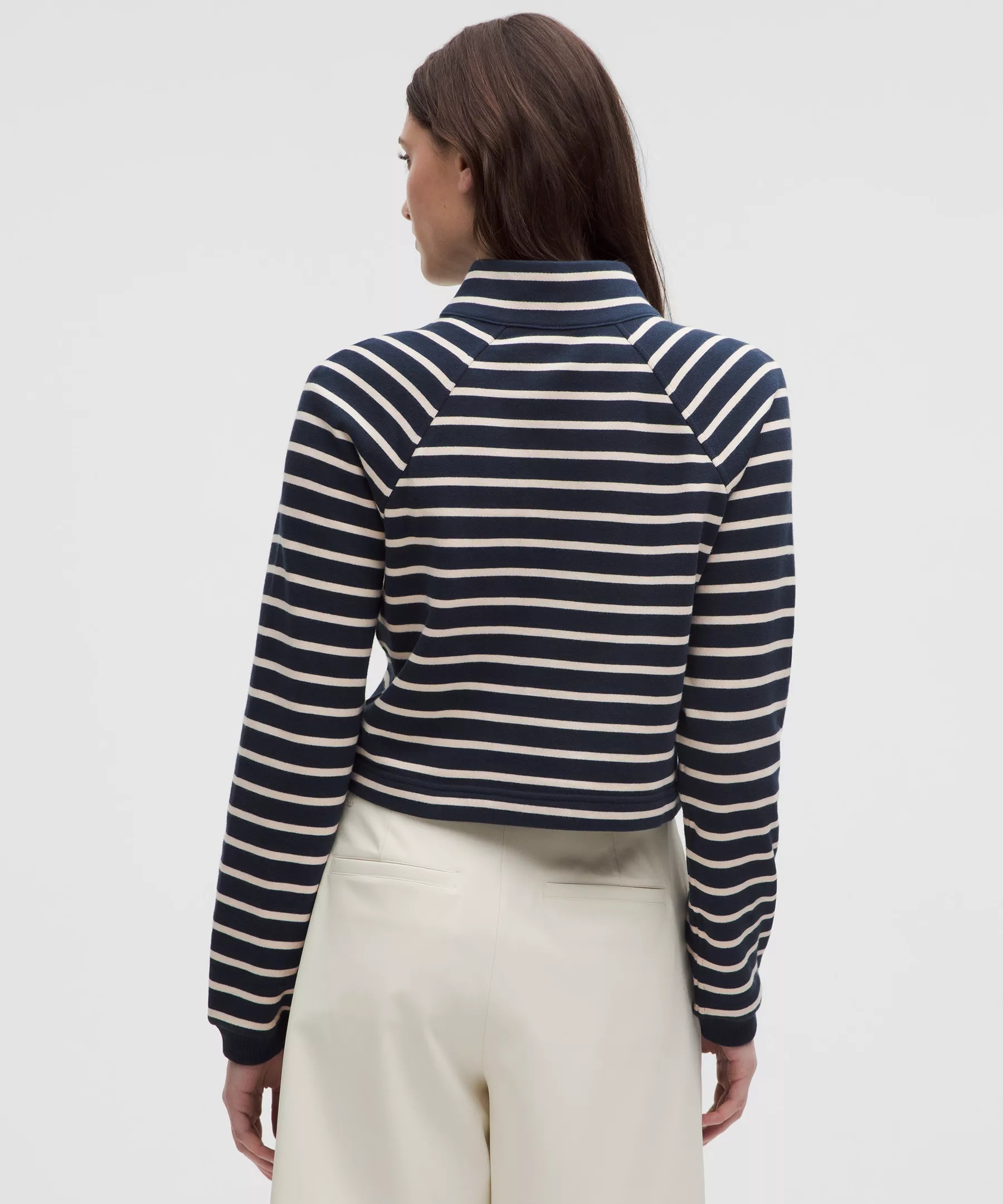 Cotton French Terry Cropped Half Zip - 3