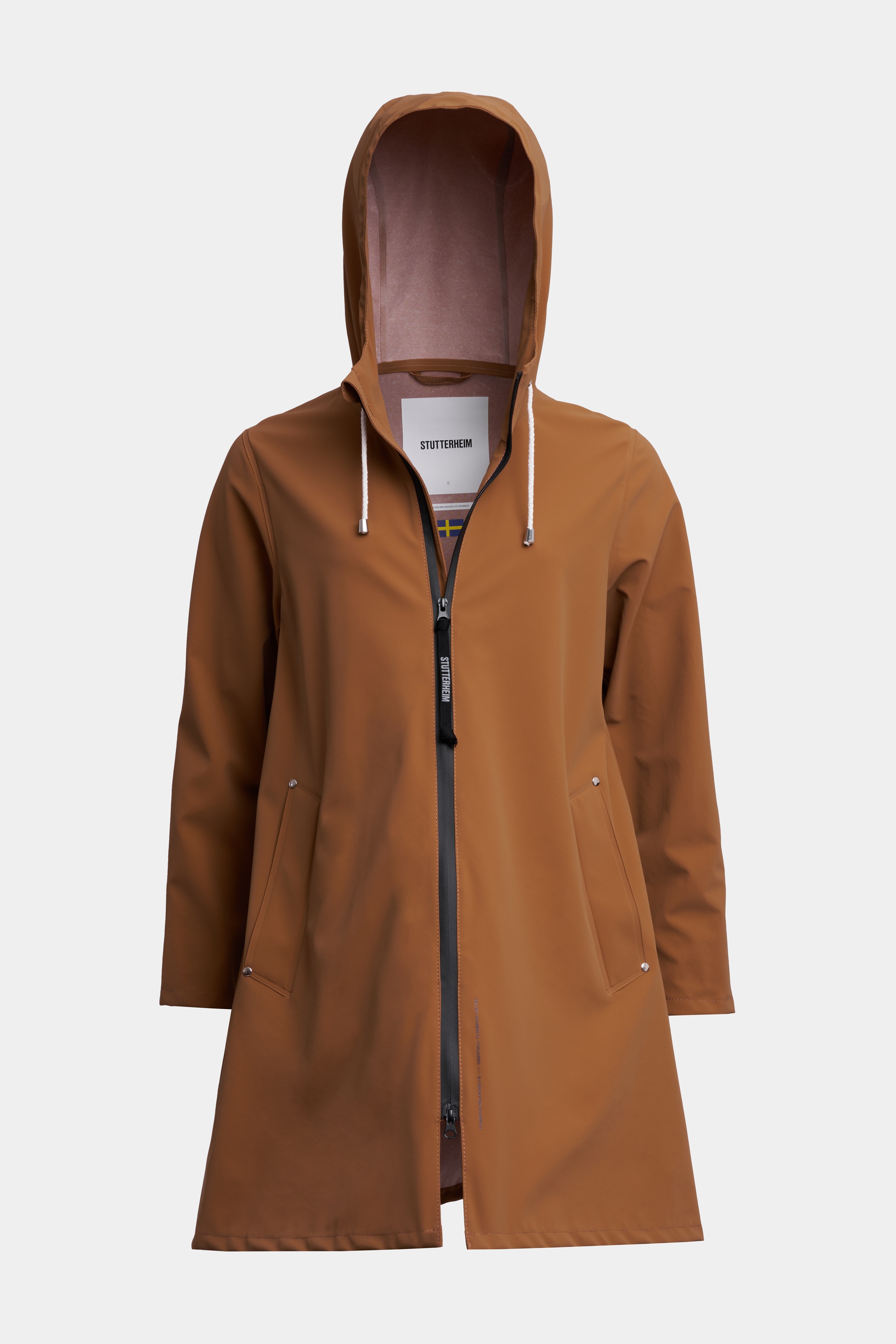 Mosebacke Lightweight Matte Zip Raincoat Cognac - 7