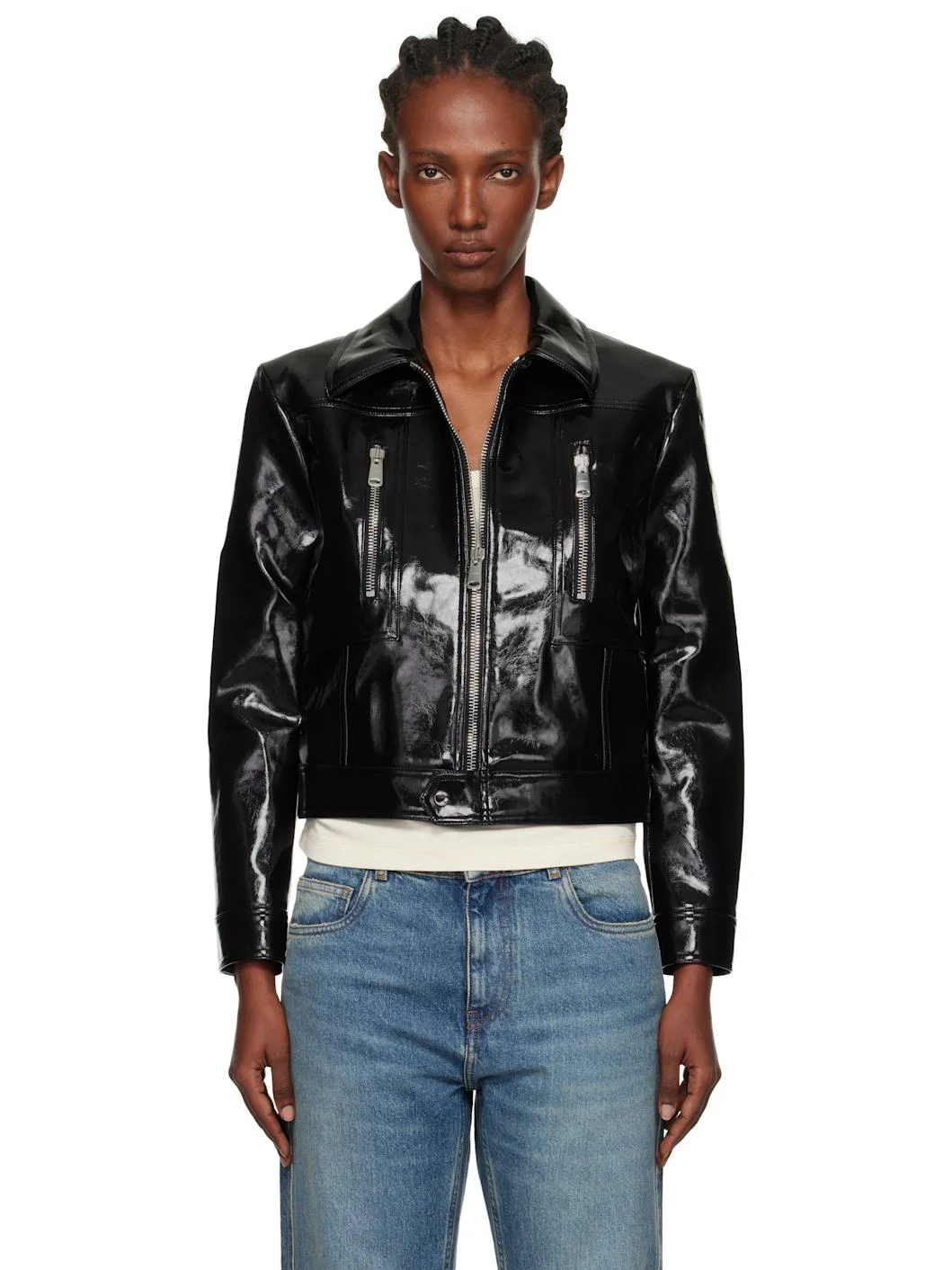 Black Cactus Faux-Leather Jacket - 1