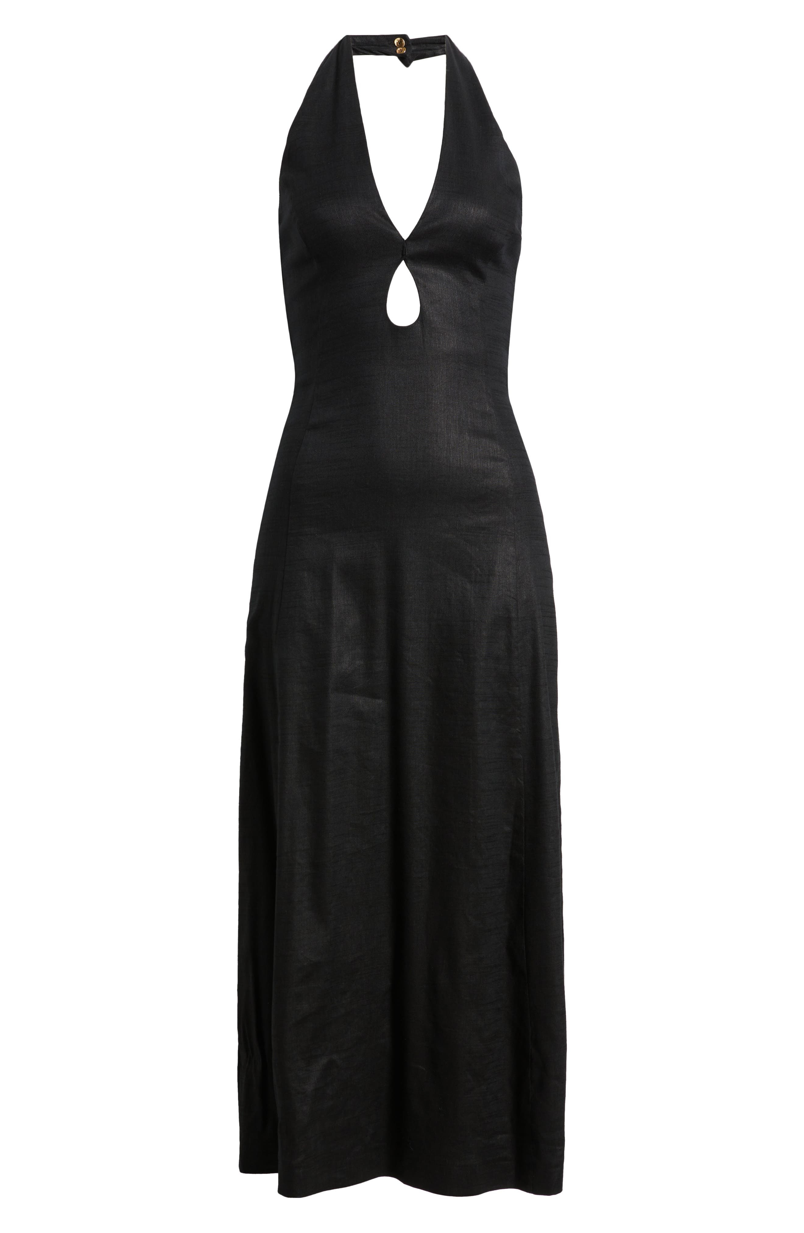 Cult Gaia Lianna Tie Back Halter Maxi Dress in Black at Nordstrom - 5