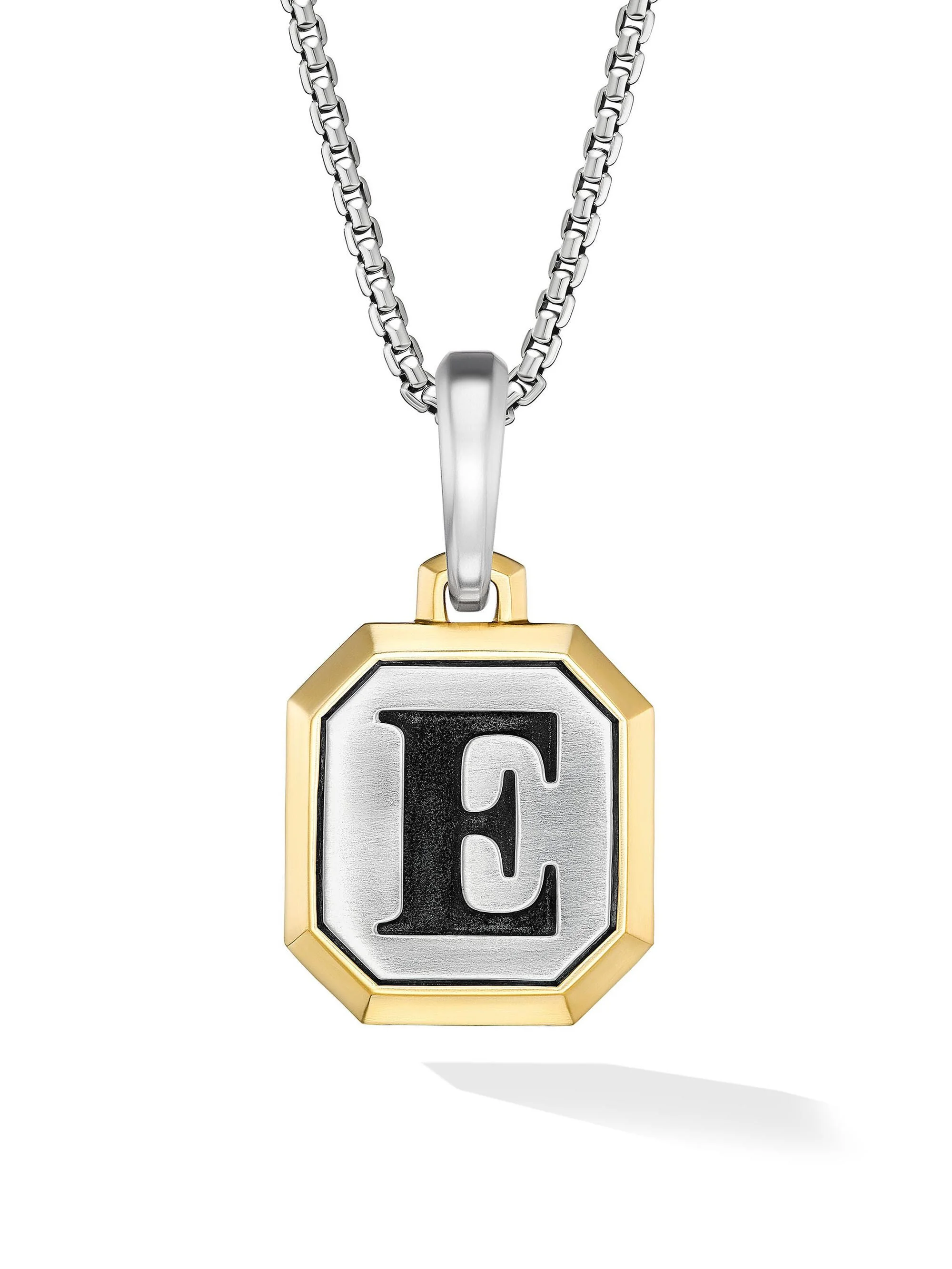 Men's Initial Amulet in Sterling Silver - E Silver - 1