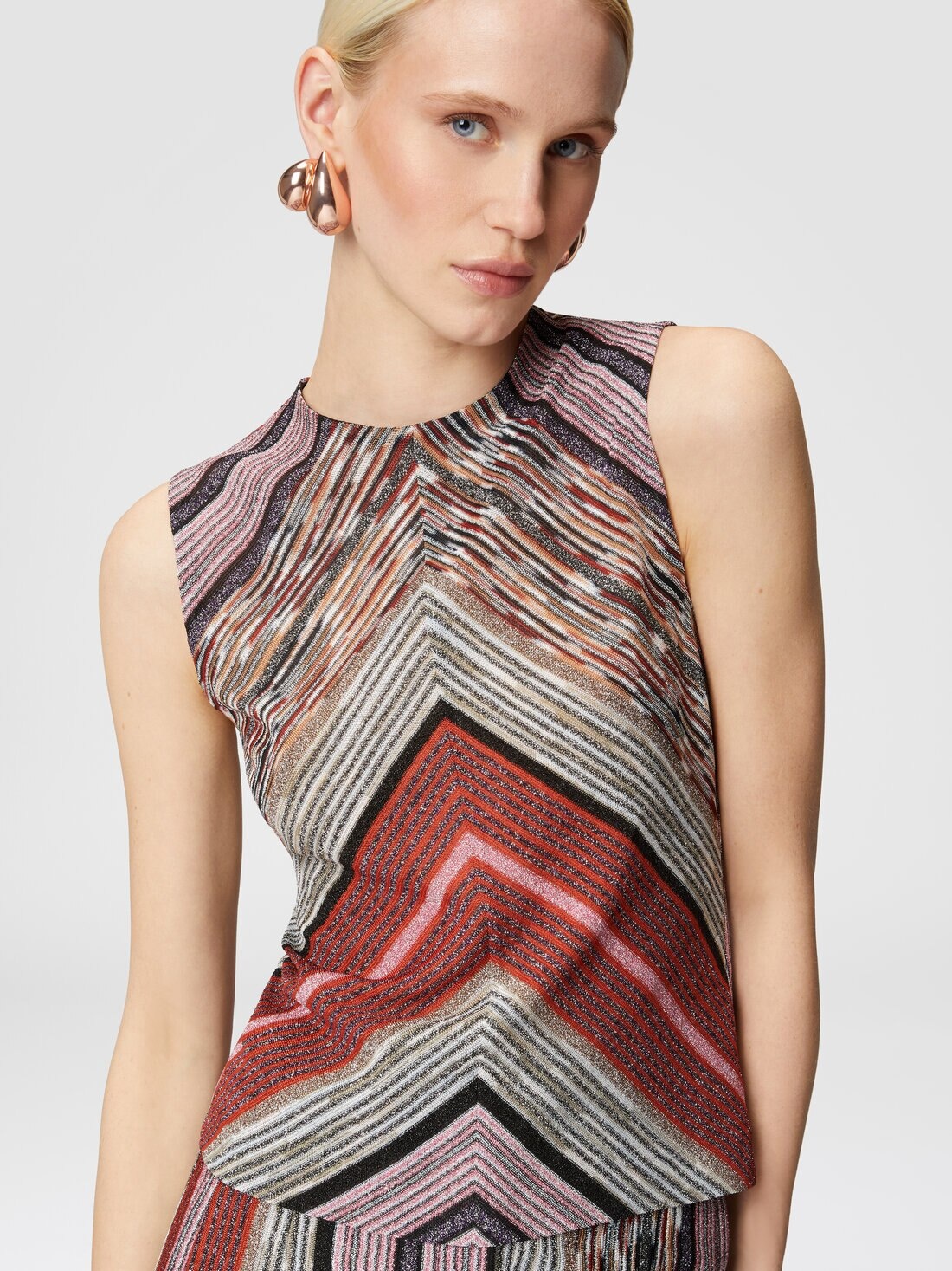 Sleeveless top in lamé slub viscose - 5