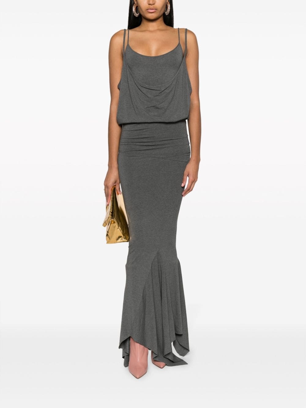 draped mélange dress - 2