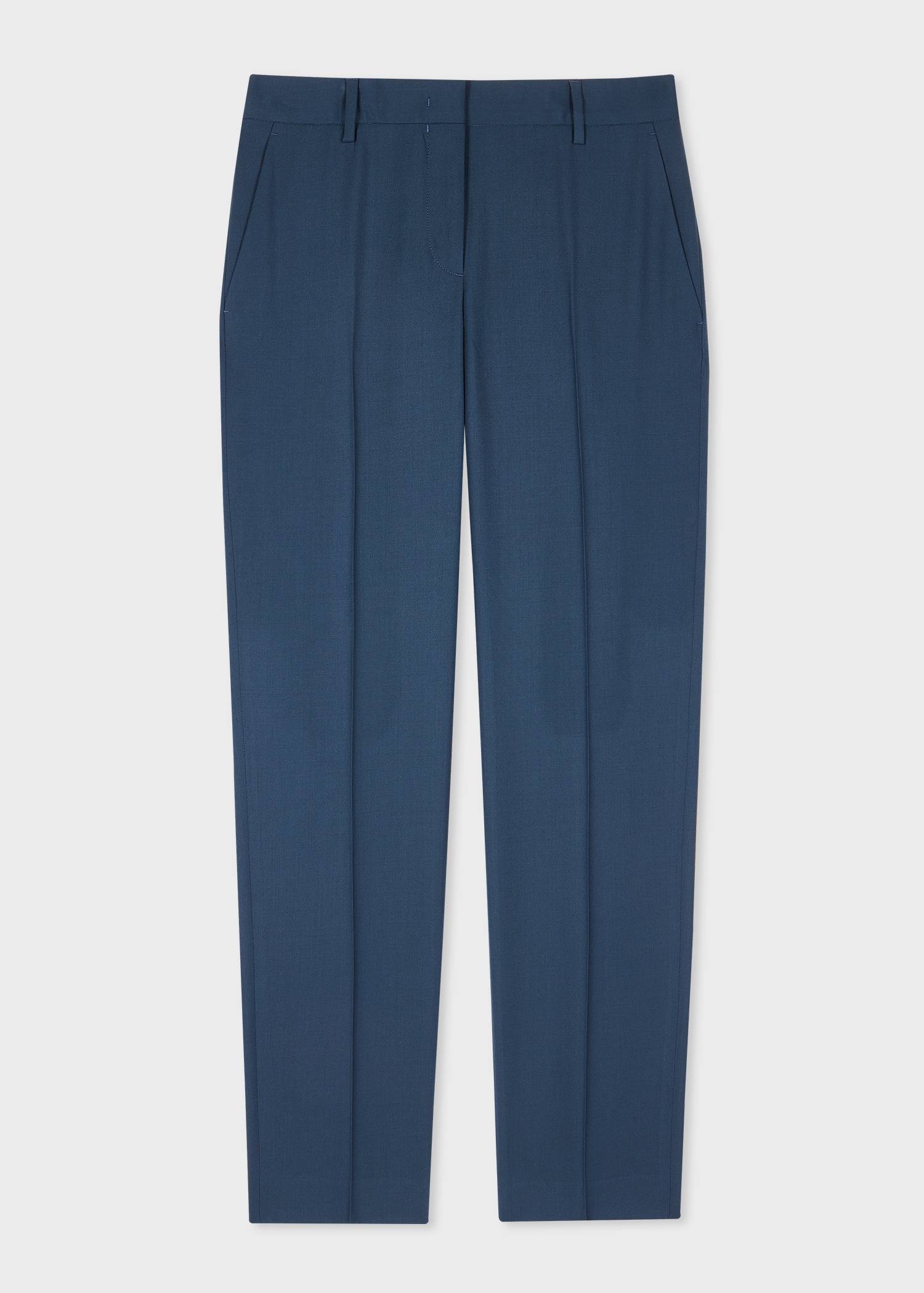 A Suit To Travel In - Women's Petrol Blue Slim-Fit Wool Trousers - 1