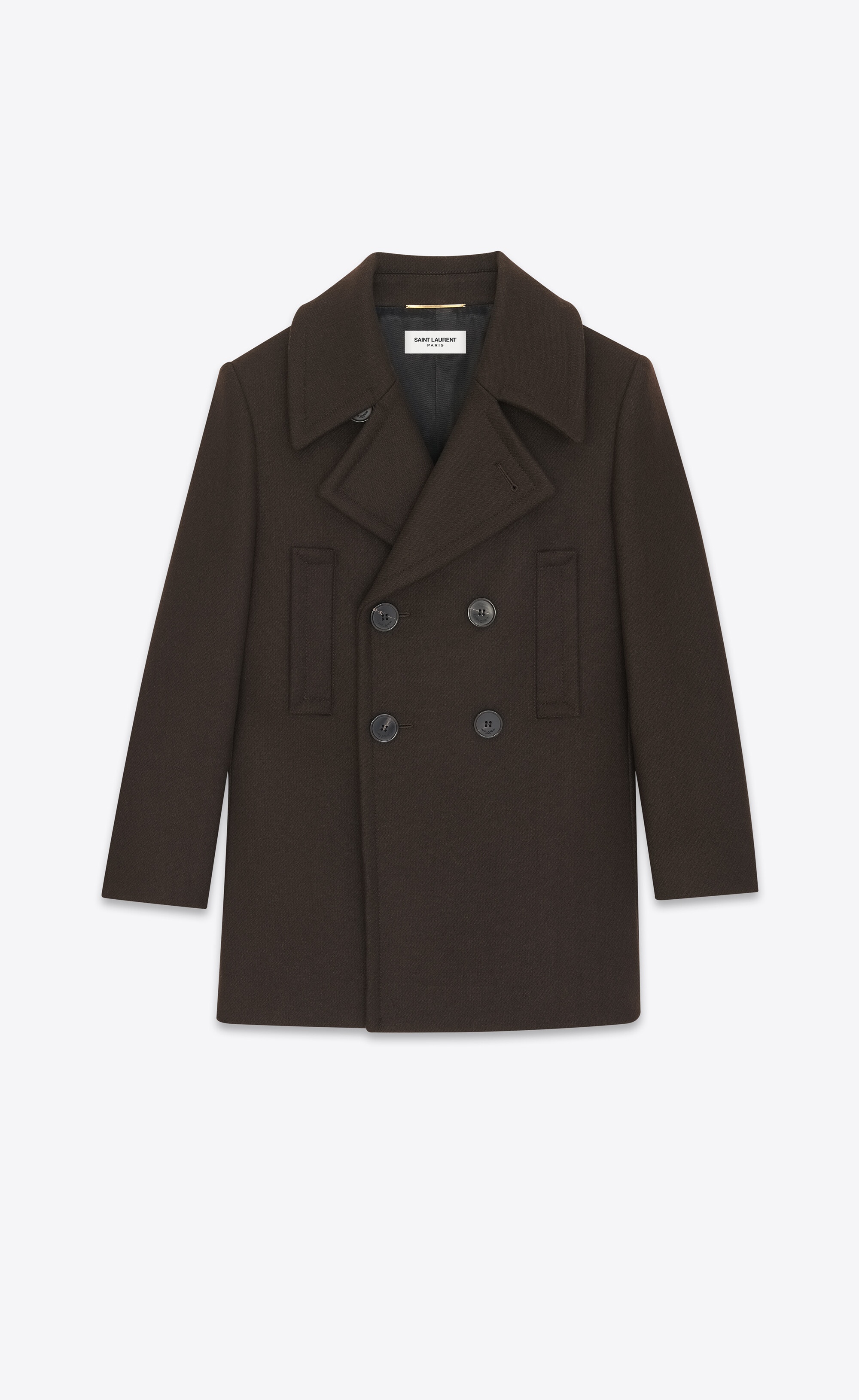 double-breasted peacoat in wool gabardine - 1