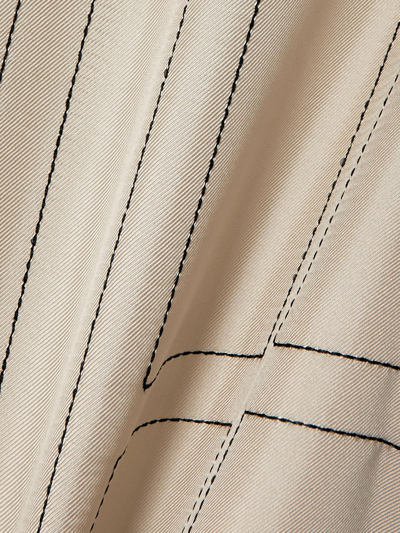 Embroidered silk-twill shirt Ivory - 5
