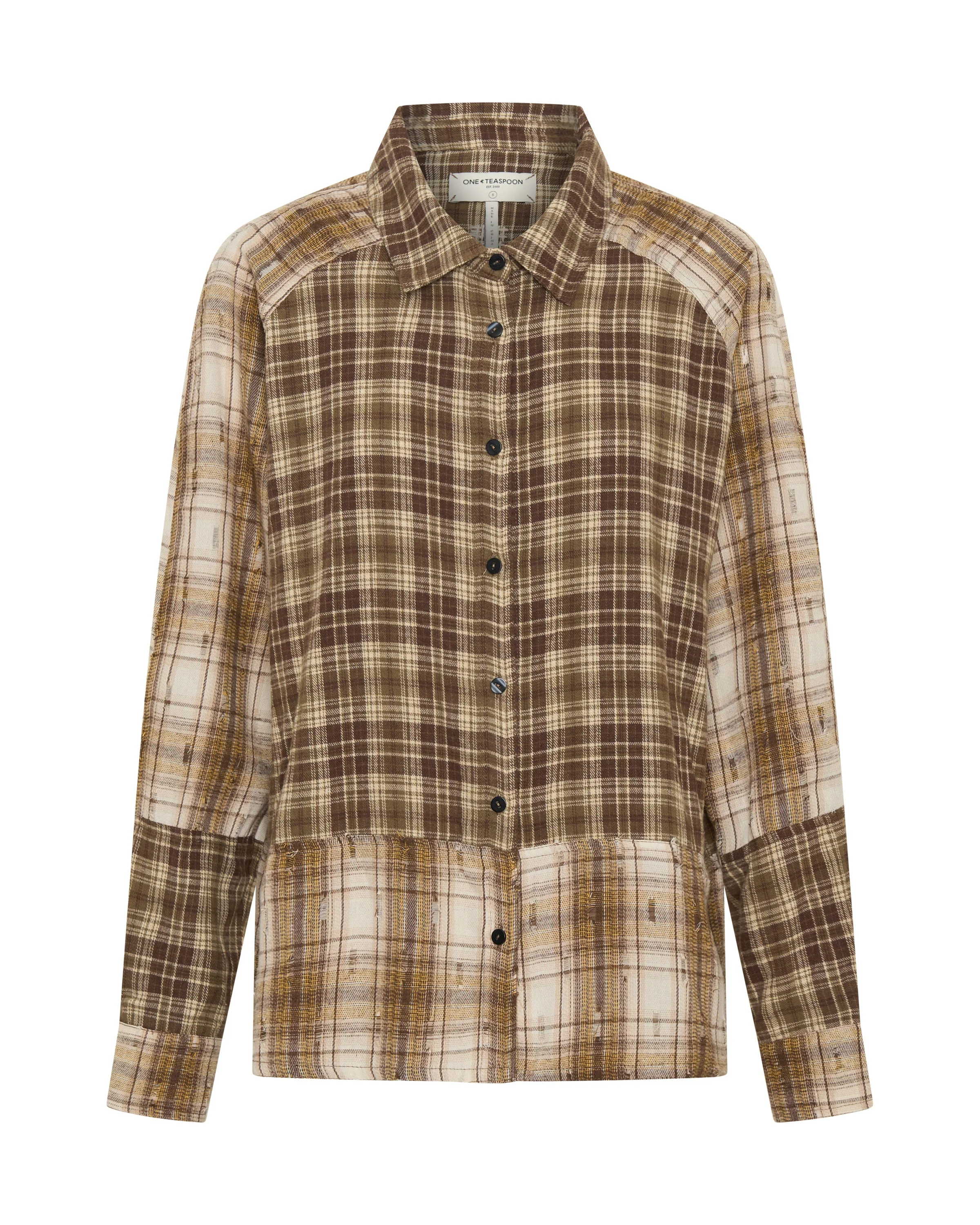 Rodeo Rust Patchwork Flannel Shirt - Brown - 1