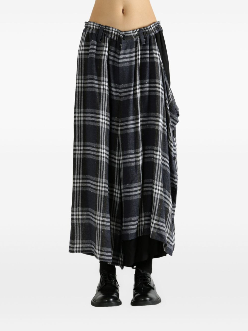 plaid panelled trousers - 2