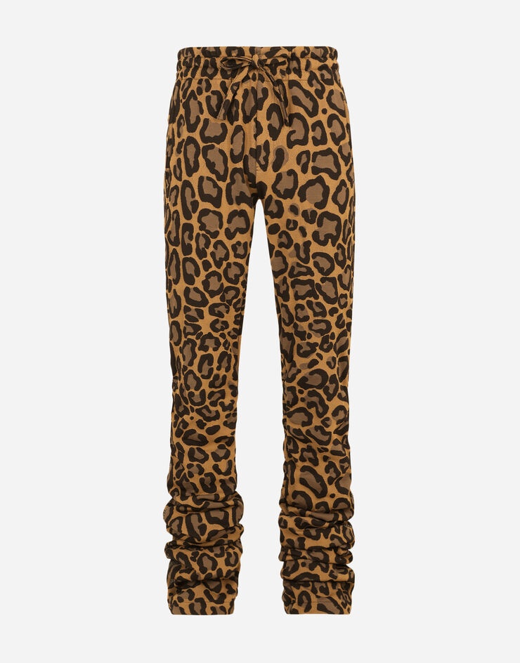 Jacquard jogging pants with leopard design - 3