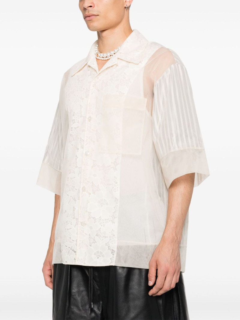 lace-panel striped shirt 3