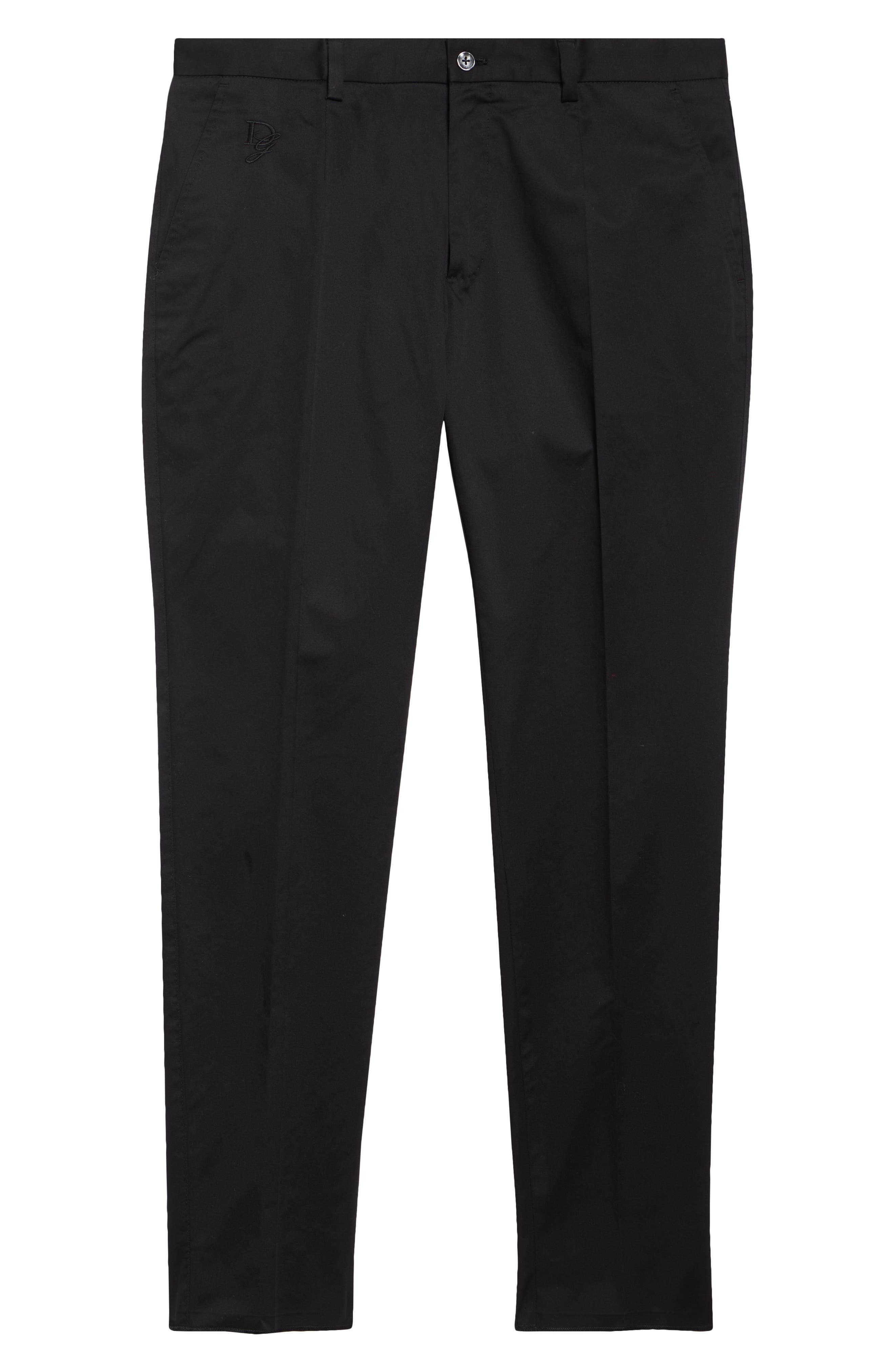 Dolce&Gabbana Stretch Cotton Straight Leg Pants in N0000 Nero at Nordstrom - 6