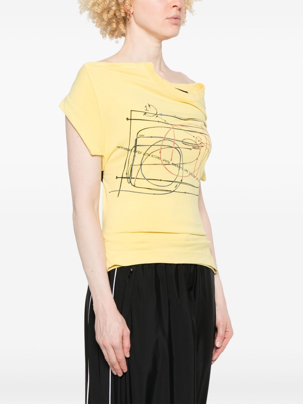 printed elasticated-straps T-shirt - 3