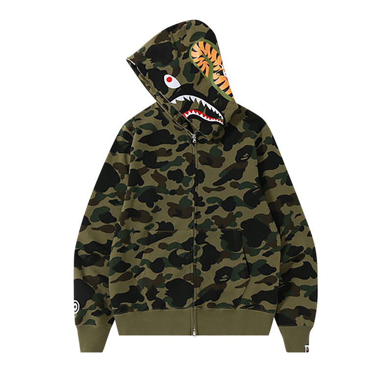 A BATHING APE® BAPE 1st Camo Shark Full Zip Hoodie 'Green' outlook