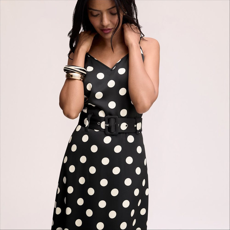 Belted Dot Maxi Dress 4