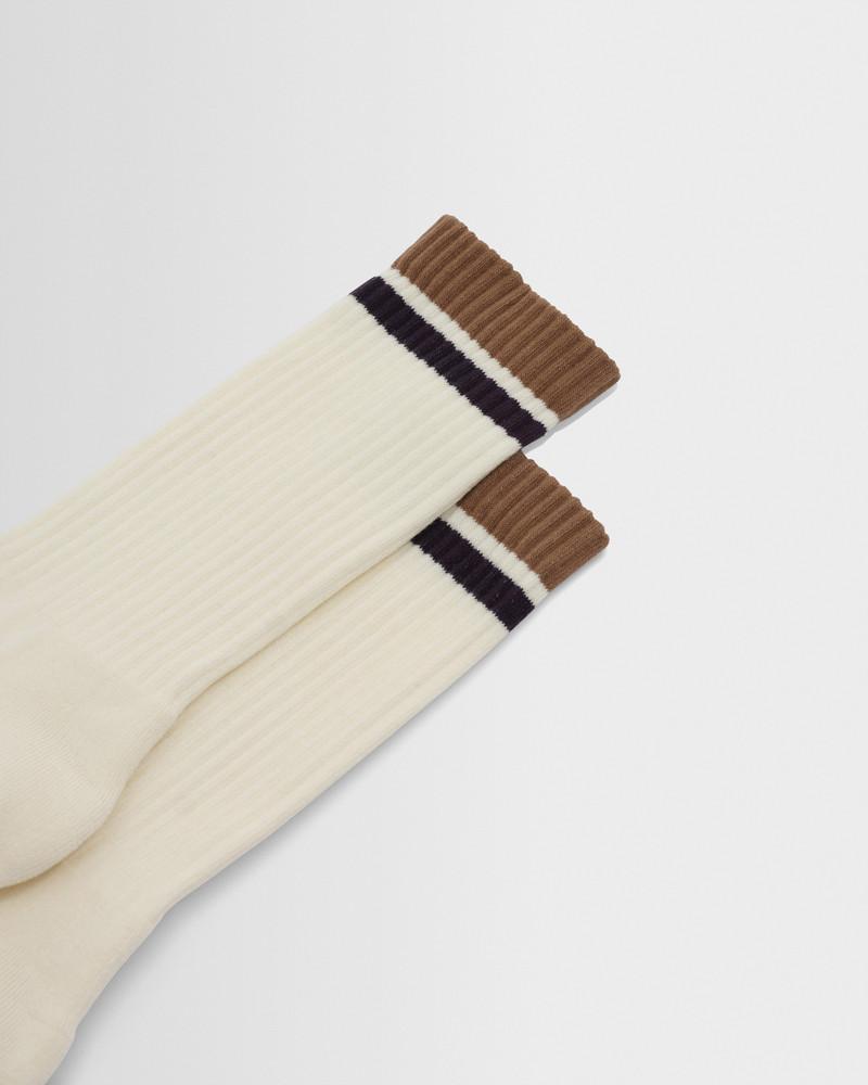 Wax London Thorpe - Ecru And Taupe Edge Stripe Socks outlook