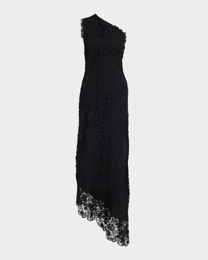 Asymmetric Guipure Lace One-Shoulder Fown 1