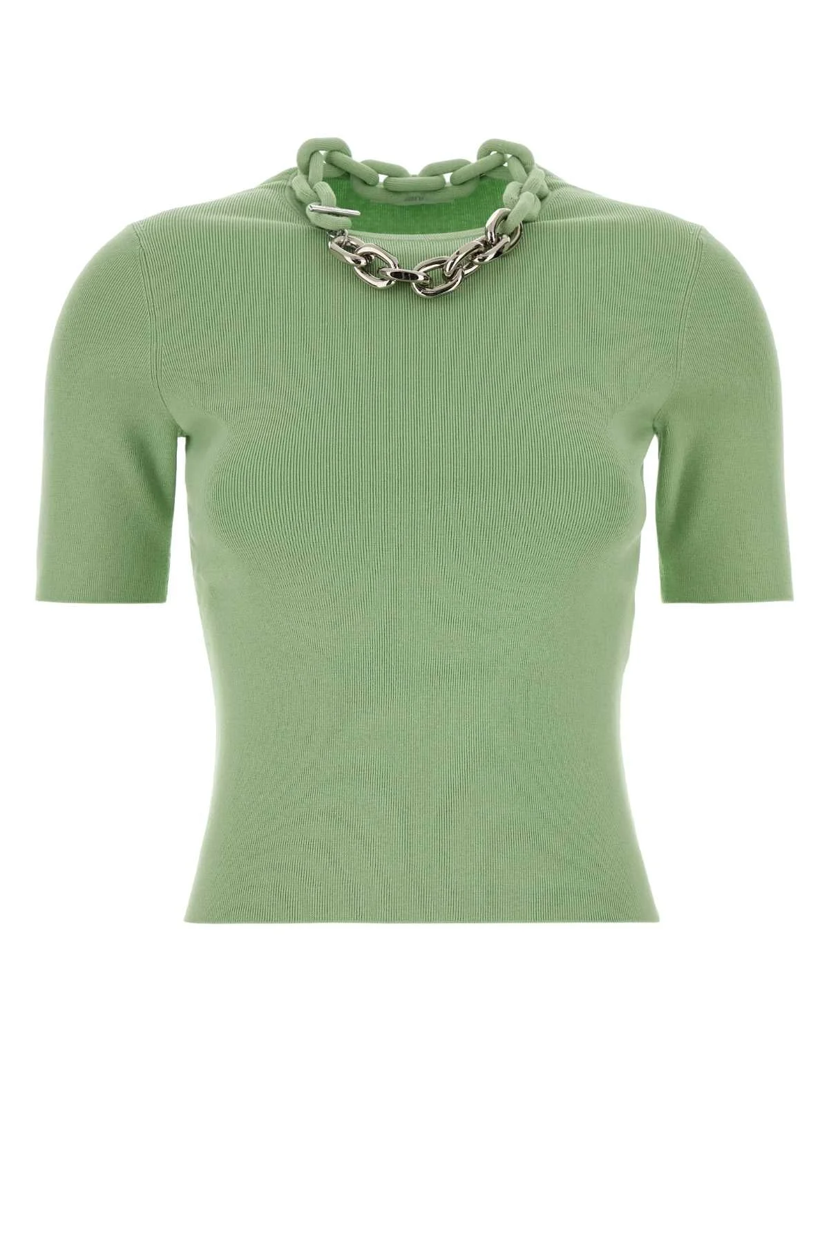 Rabanne Women Green Stretch Silk Blend T-Shirt - 1