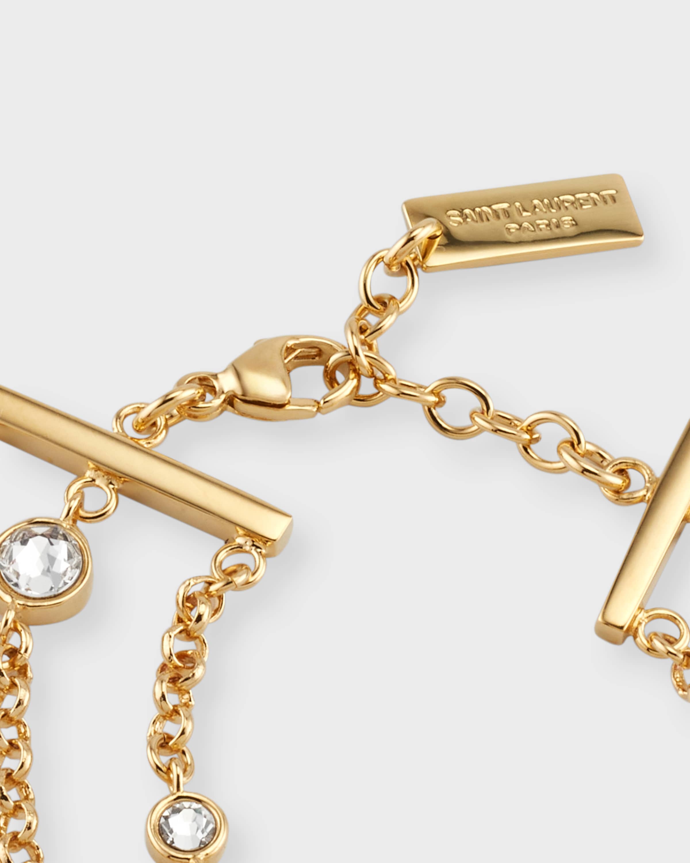 SAINT LAURENT YSL Rhinestone Multi Chain Bracelet