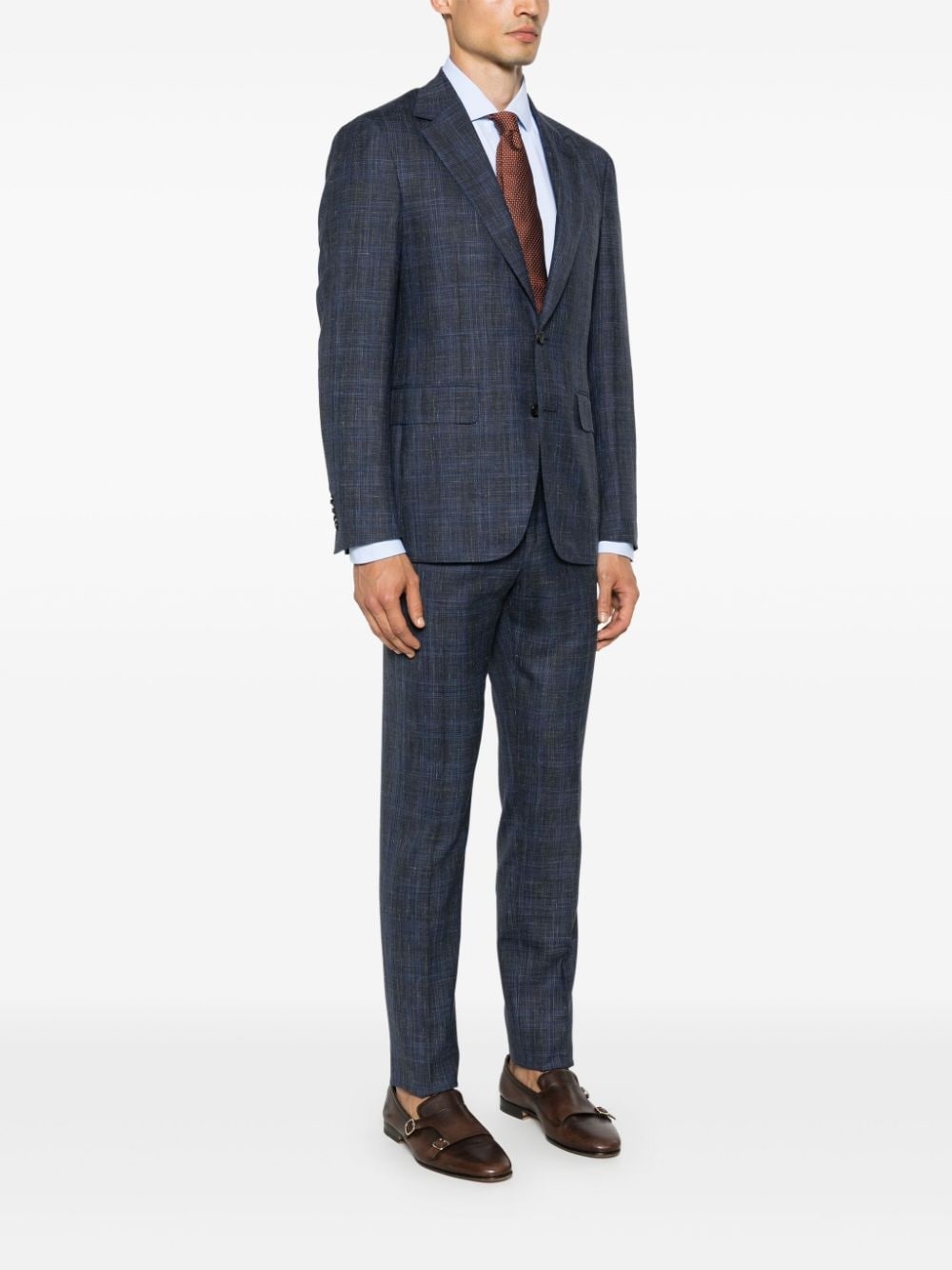 check-pattern single-breasted suit - 3