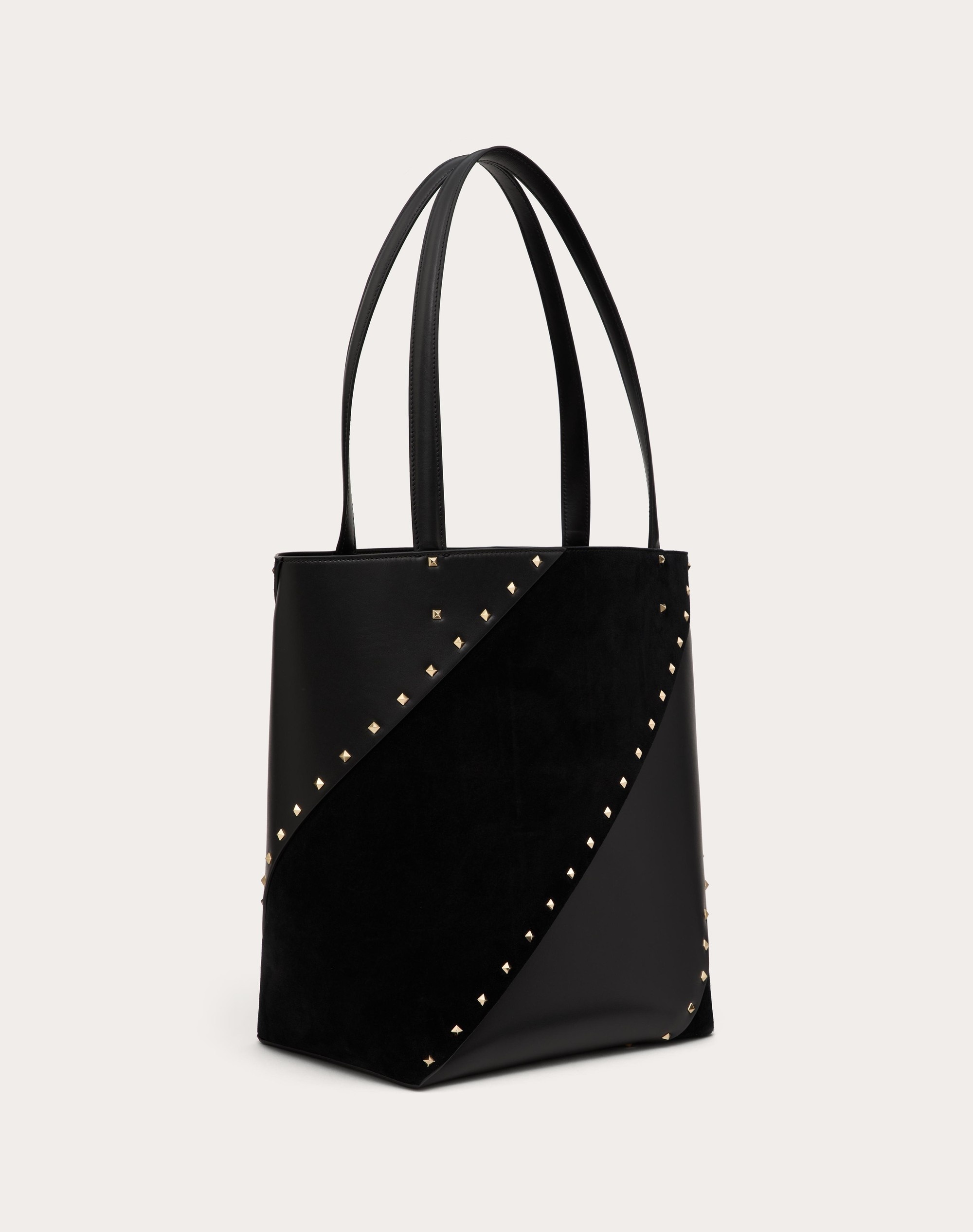 VALENTINO GARAVANI VALENTINO GARAVANI ROCKSTUD WISPY SHOPPING BAG IN CALFSKIN AND SUEDE - 3