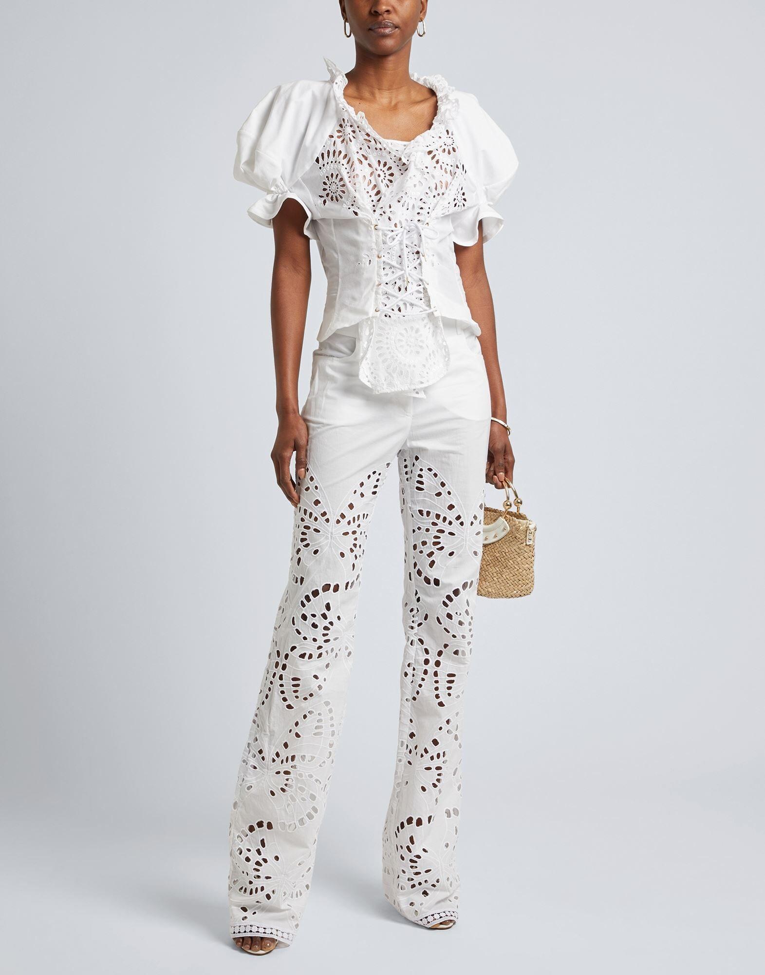 White Women's Lace Shirts & Blouses - 2
