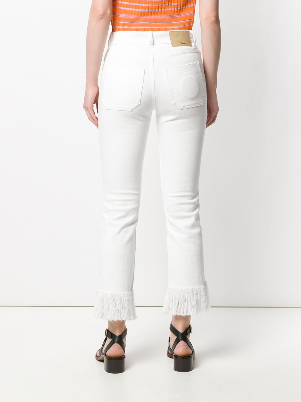 fringe trimmed jeans - 4