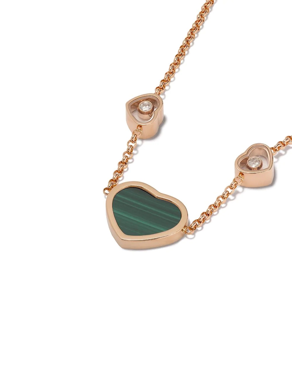 18kt rose gold and malachite Happy Hearts necklace - 3