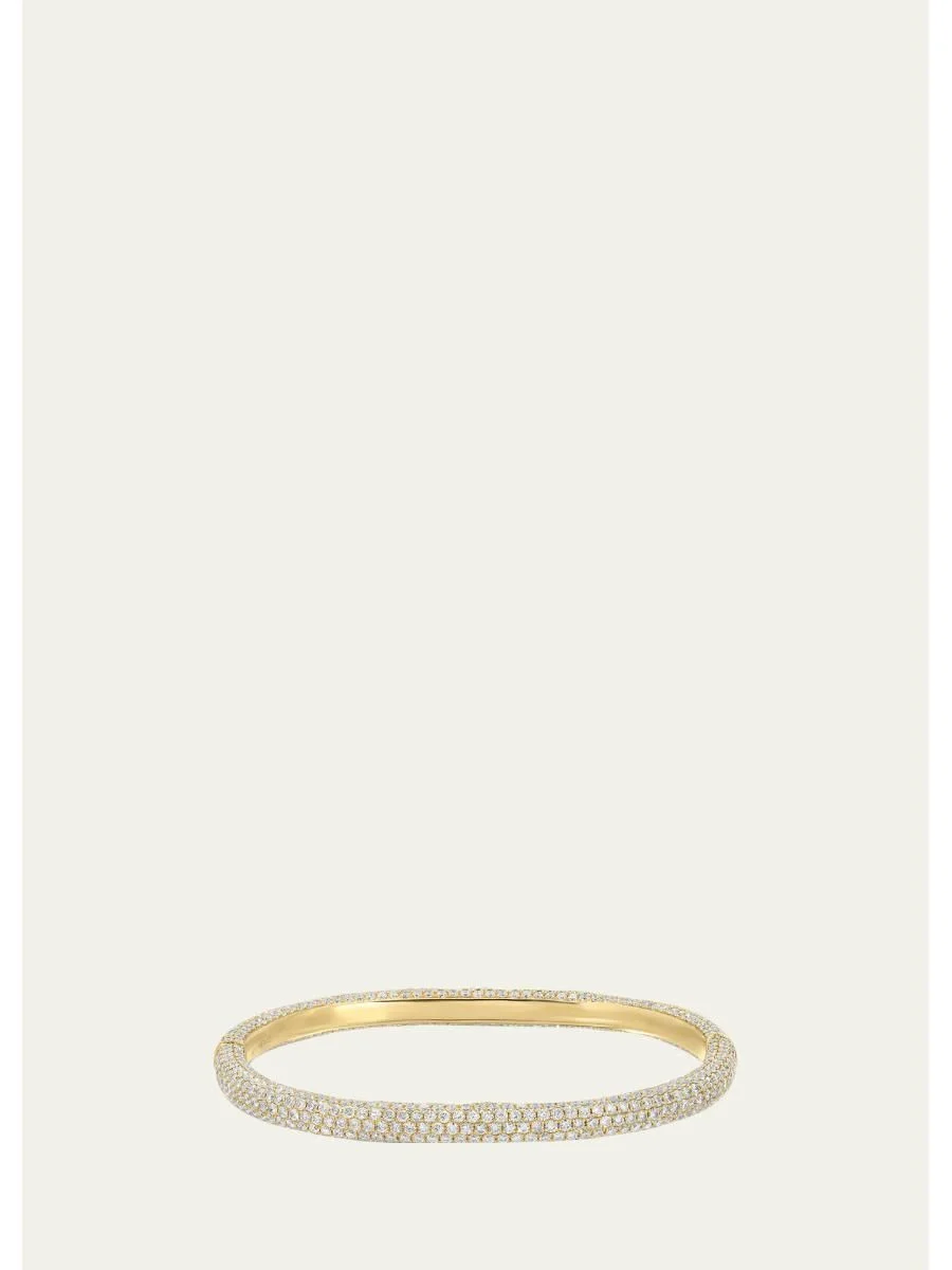 18K Yellow Gold Pave Diamond Cosmo Oval Bangle - 1
