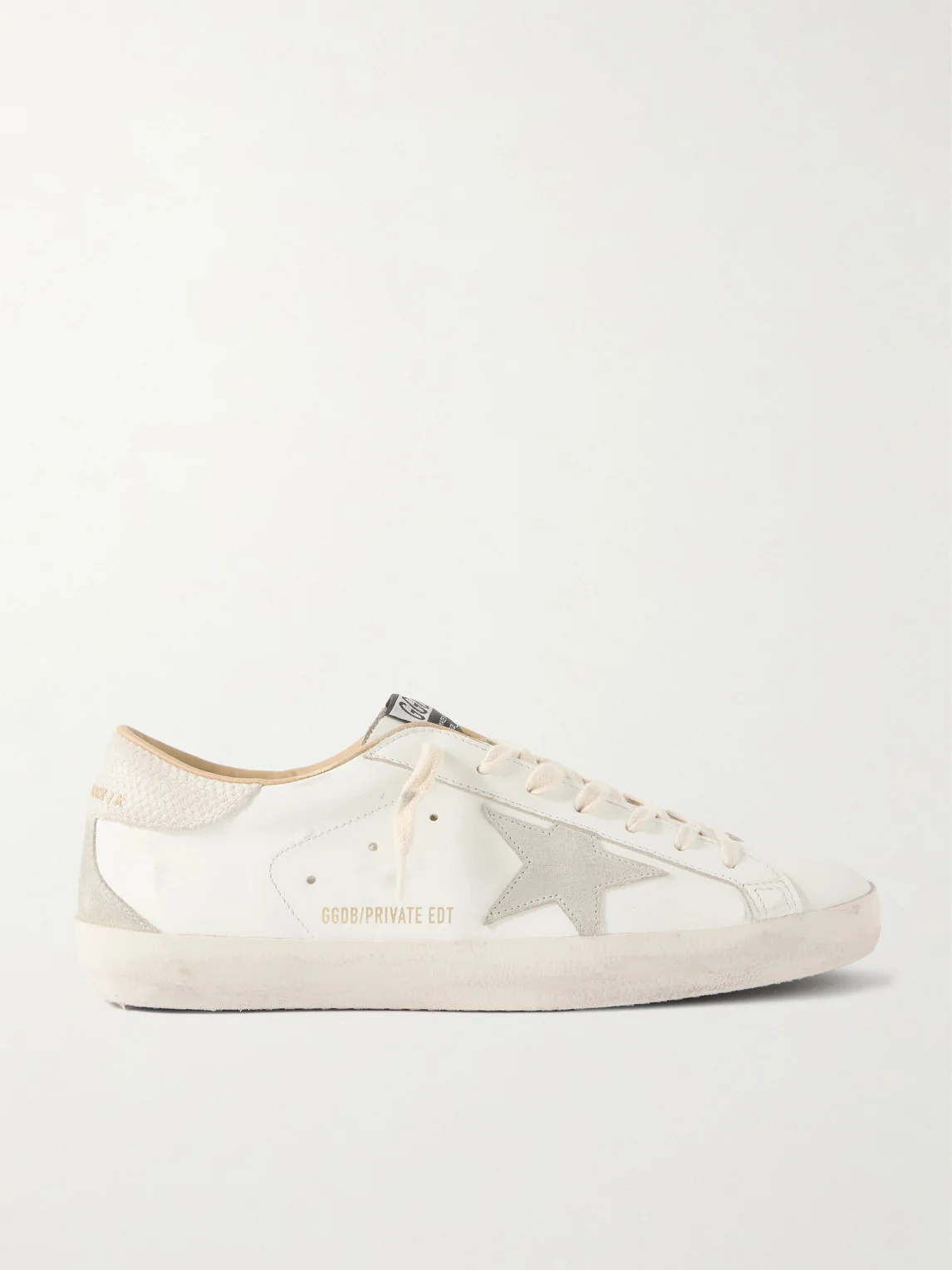 Super-Star Distressed Suede-Trimmed Leather Sneakers - 1