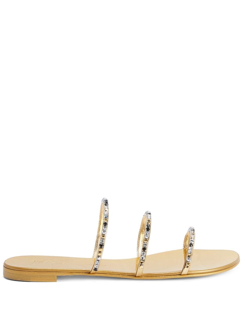 Dark Colorful crystal-embellished leather sandals - 1