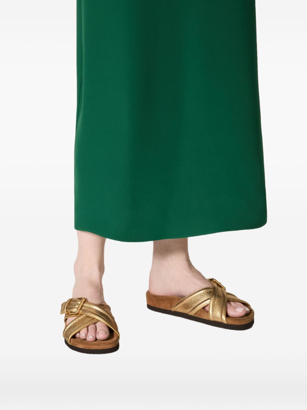 crossover-strap leather slides - 6