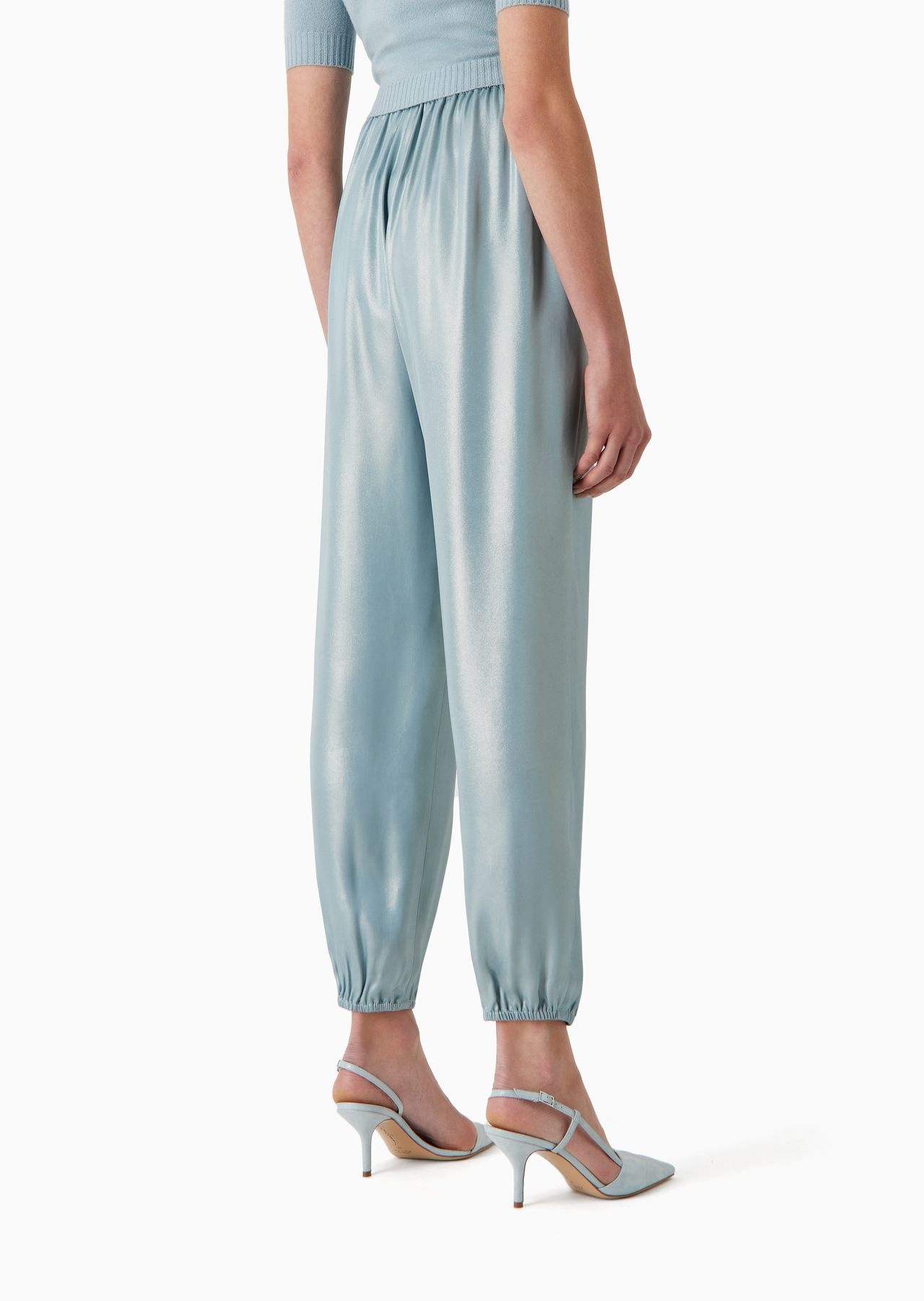 Straight trousers in laminated viscose satin - 3
