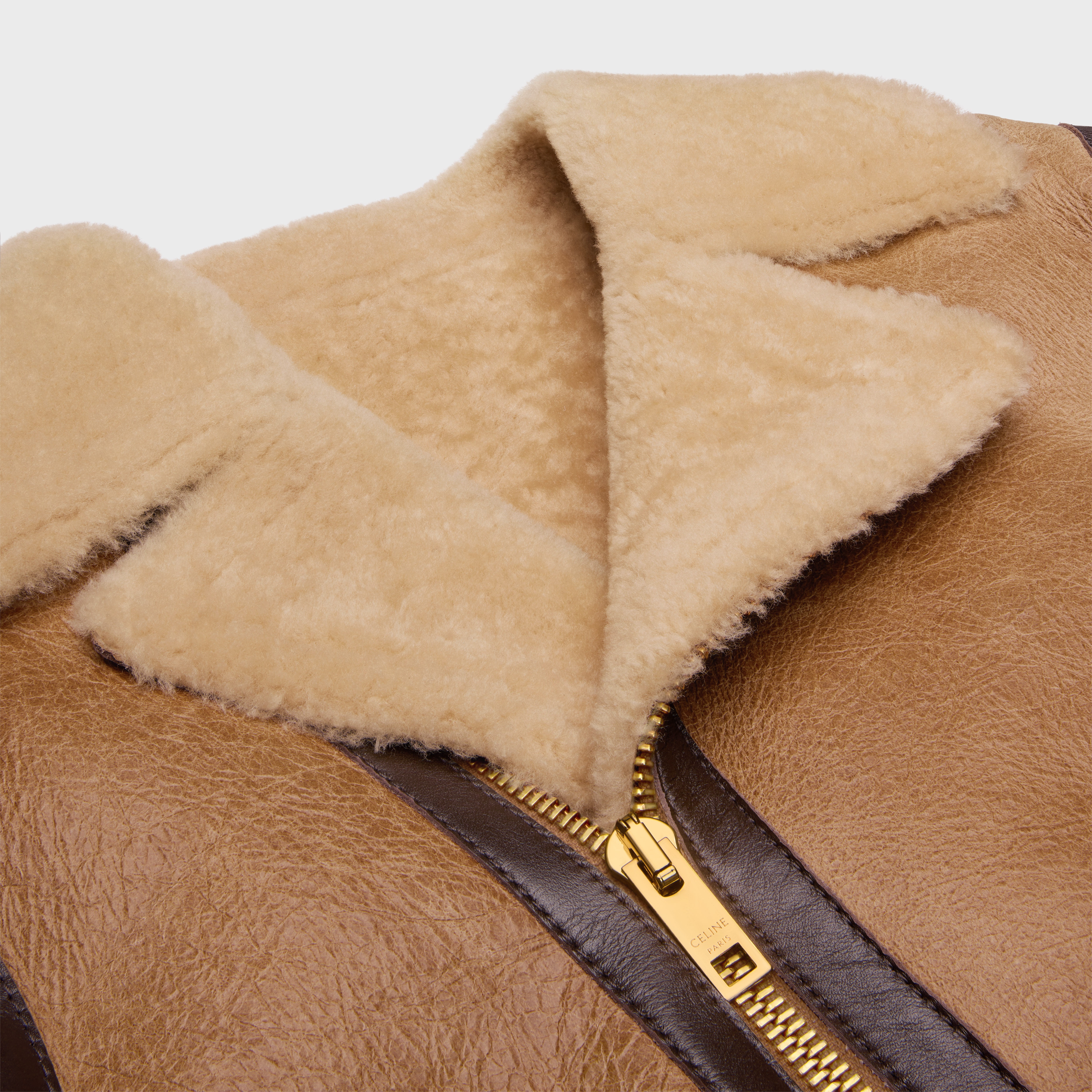 biker jacket in lambskin shearling - 3