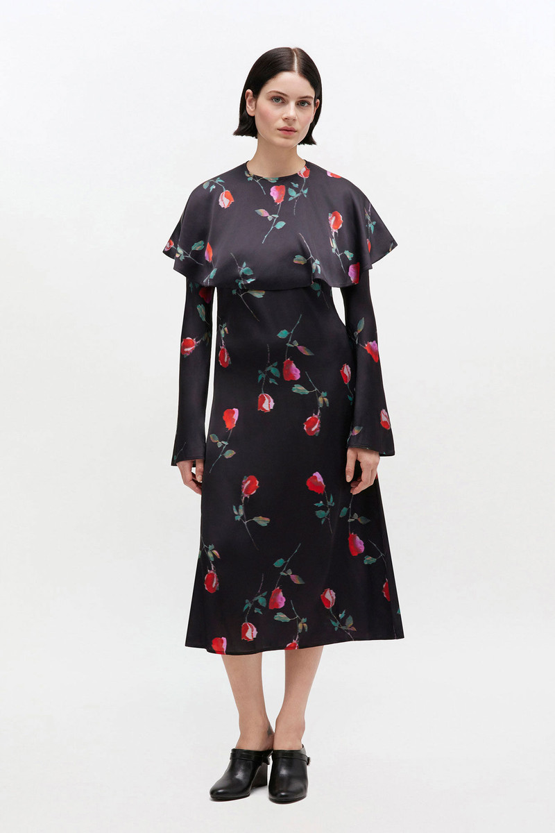 GANNI PRINTED CIRCLE COLLAR MIDI DRESS outlook
