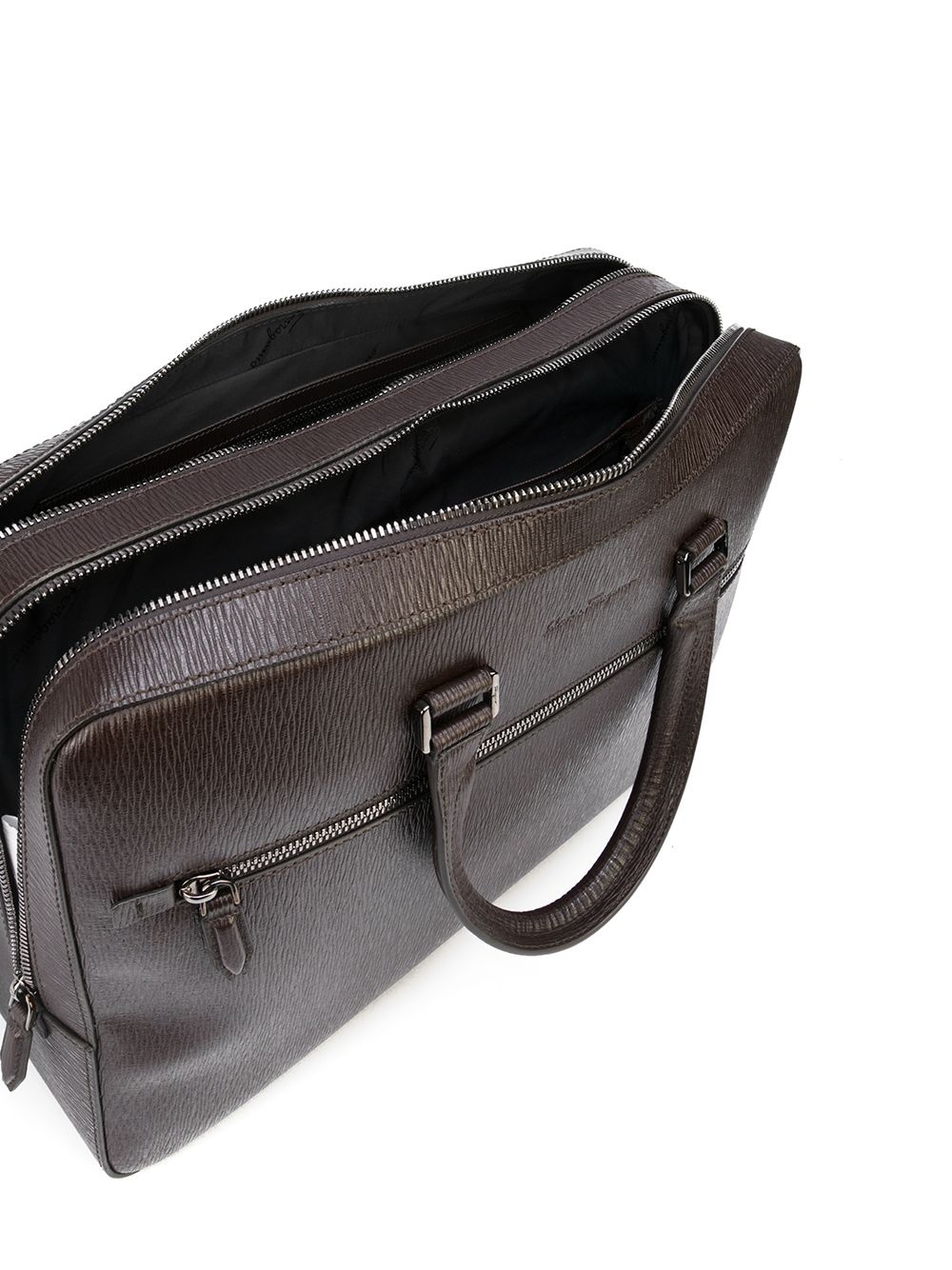 zip-up leather briefcase - 5