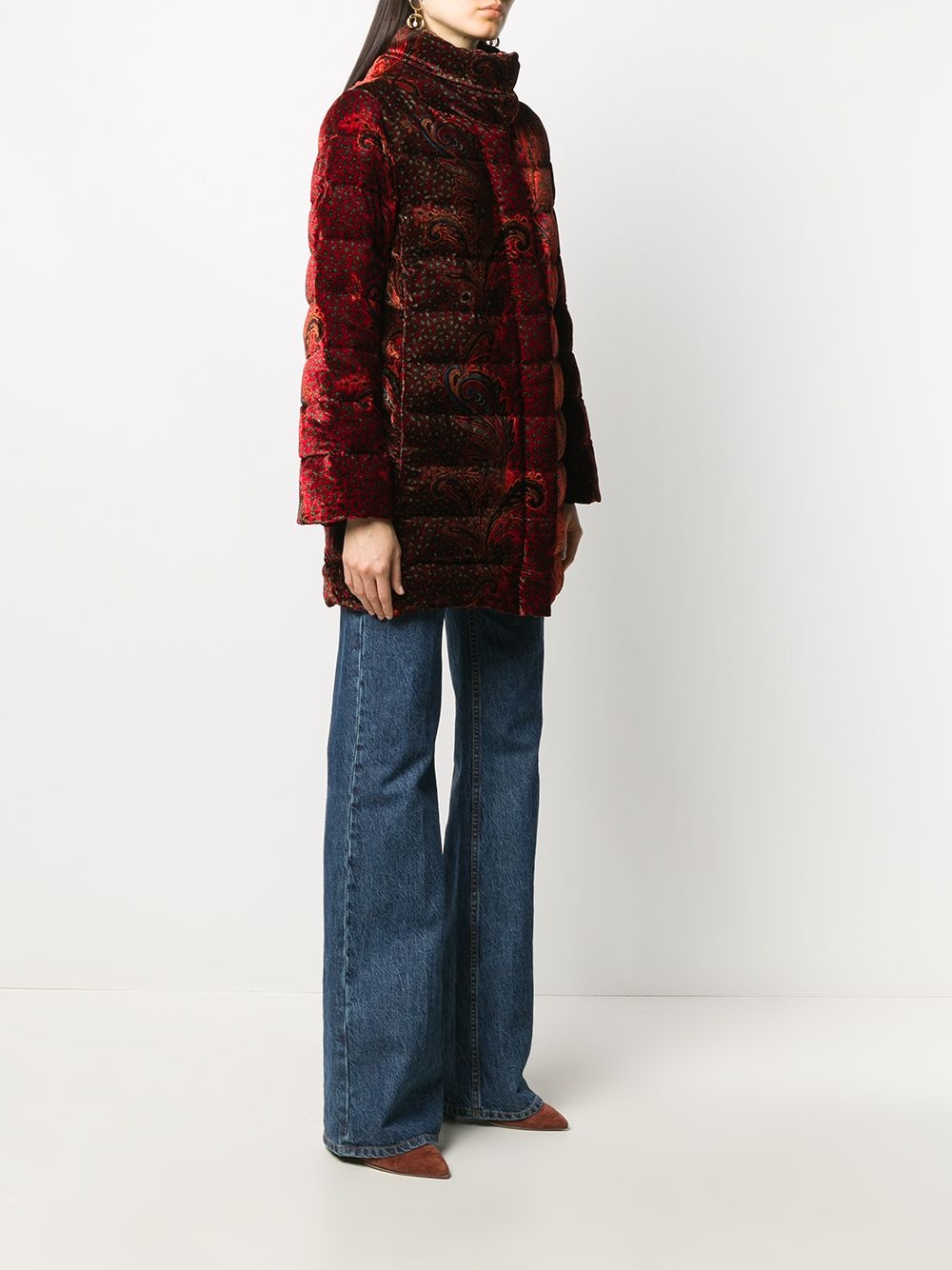 paisley print puffer coat - 3