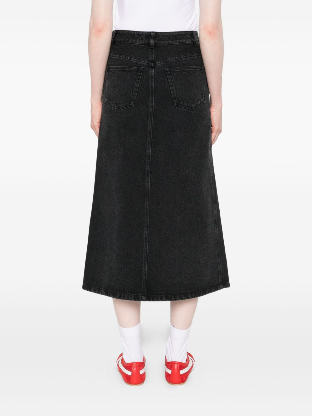 split-front denim midi skirt - 4
