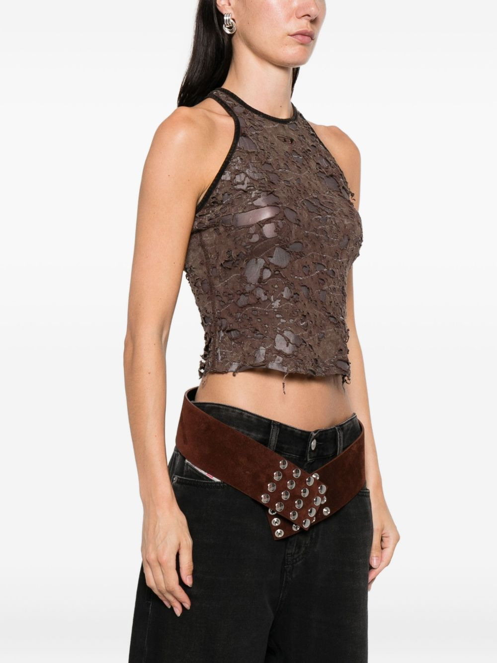 distressed halterneck top - 3