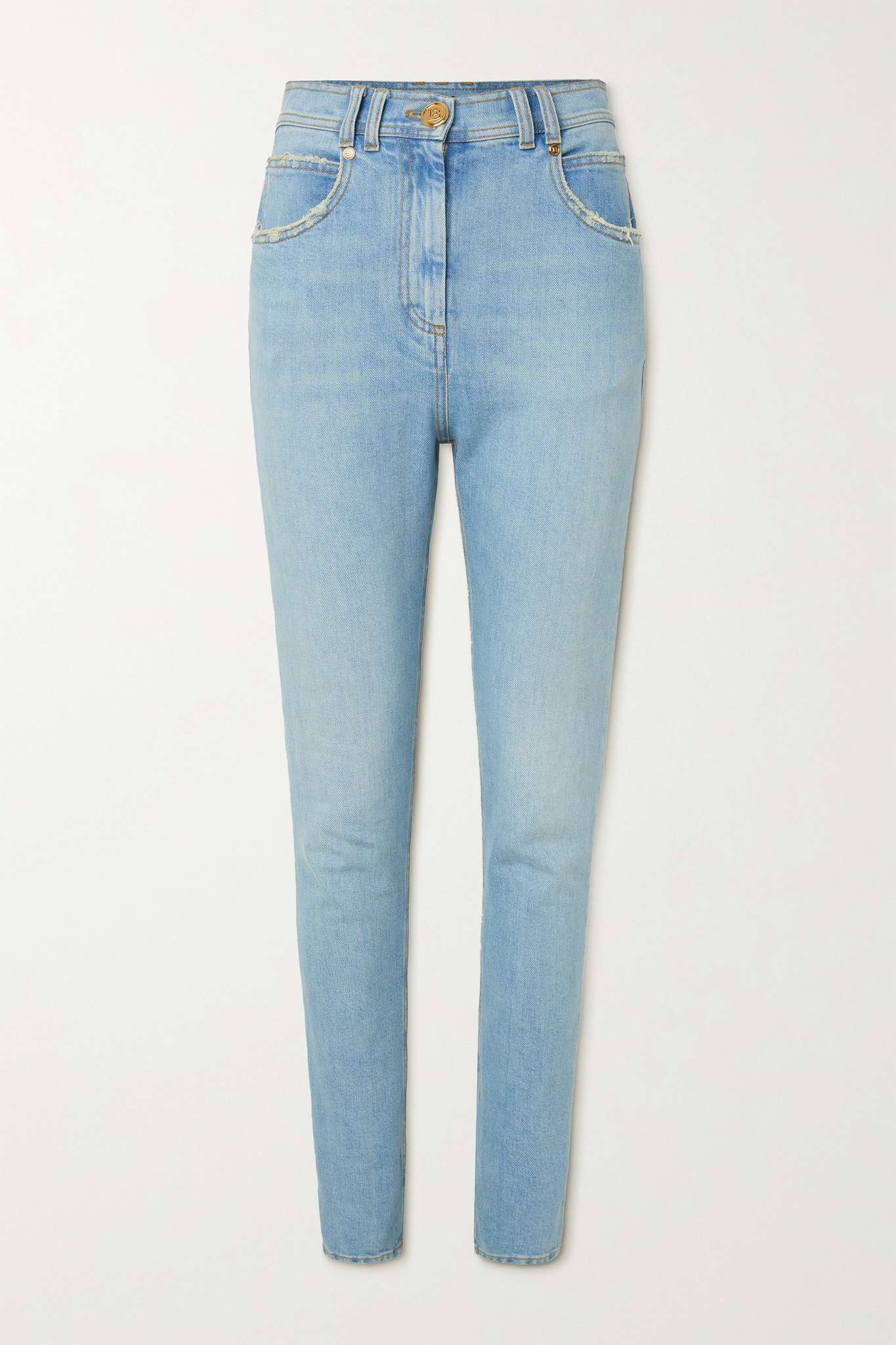 Distressed high-rise tapered jeans - 1